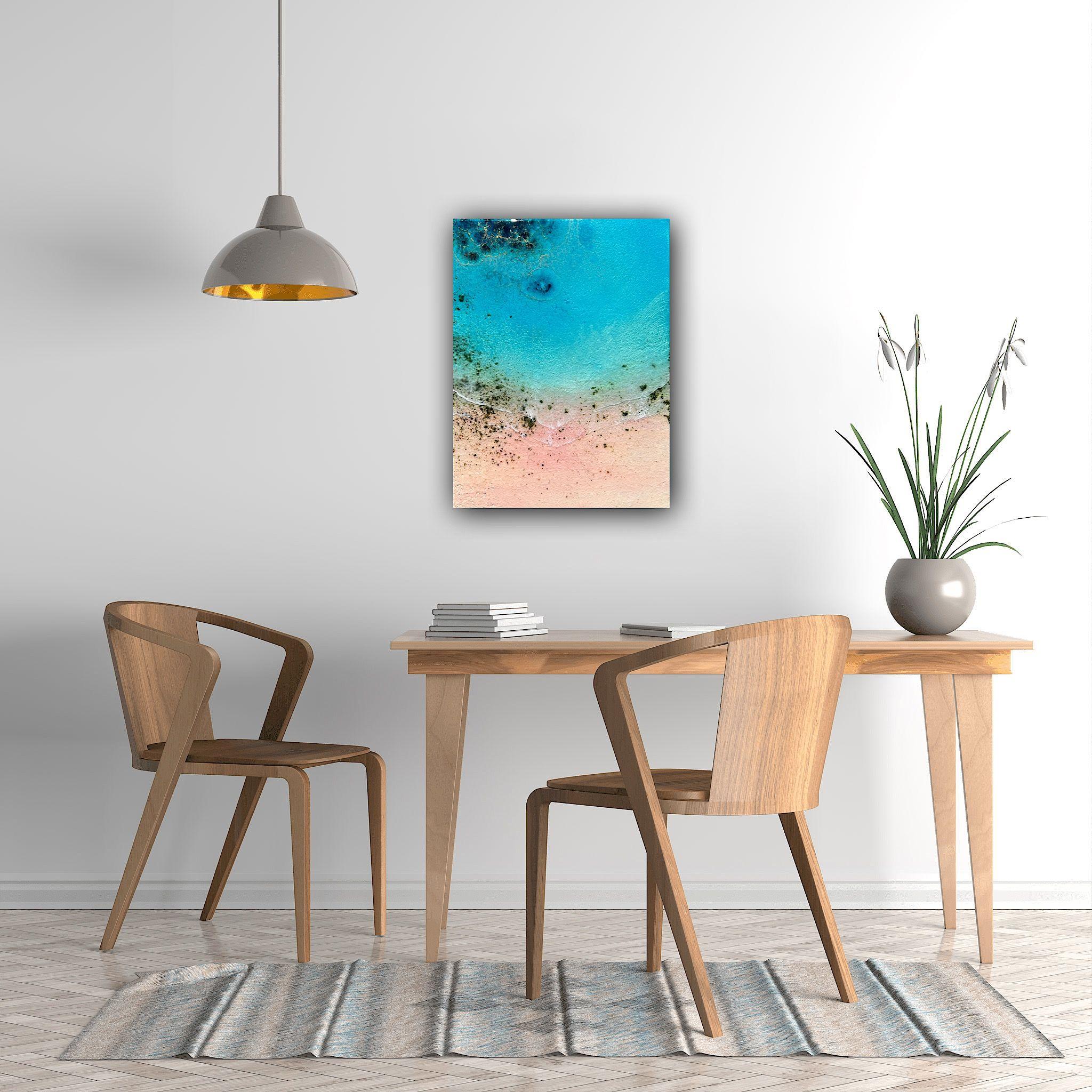 Original, único en su género, pintado a mano, inspirado en la vista aérea de la playa de arena rosa de la Isla Harbour de las Bahamas   La pintura es una forma de terapia para mí, ya que sufro depresión, trastorno de estrés postraumático y ansiedad.