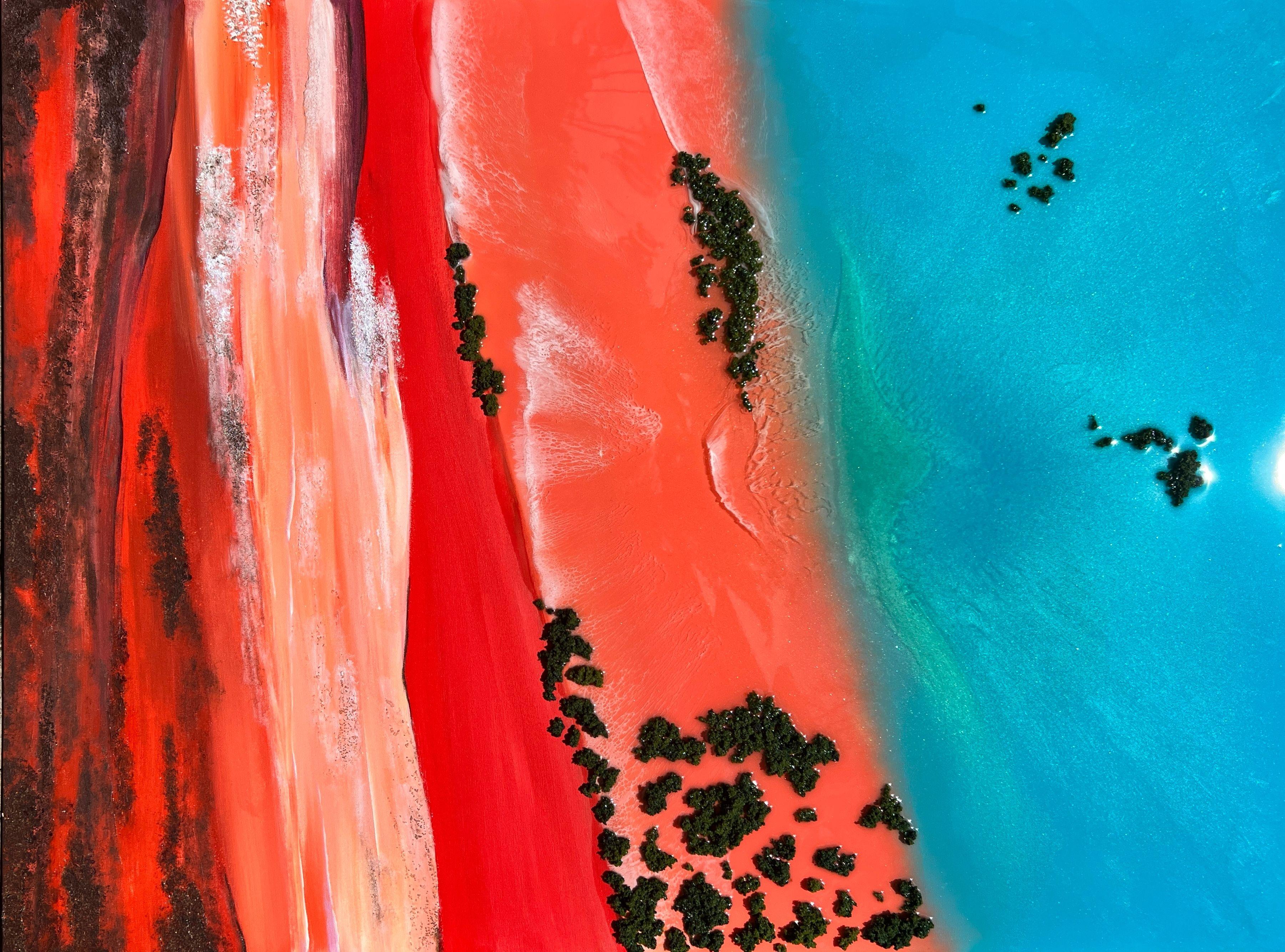 « Aerial Australia - Kimberley Broome », peinture, acrylique sur toile - Painting de Ana Hefco