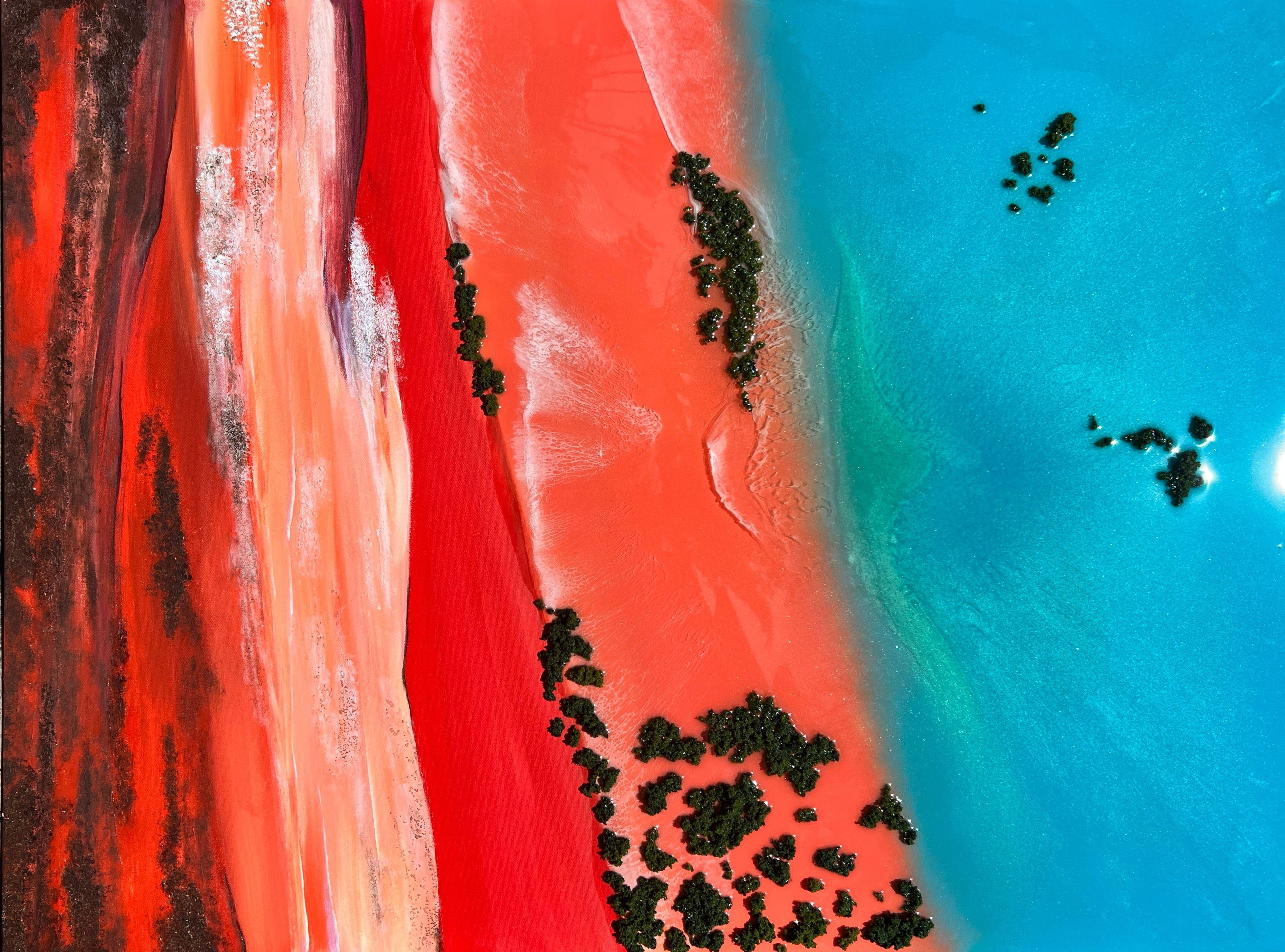 "Aerial Australia - Kimberley Broome", Pittura, Acrilico su tela - Painting di Ana Hefco