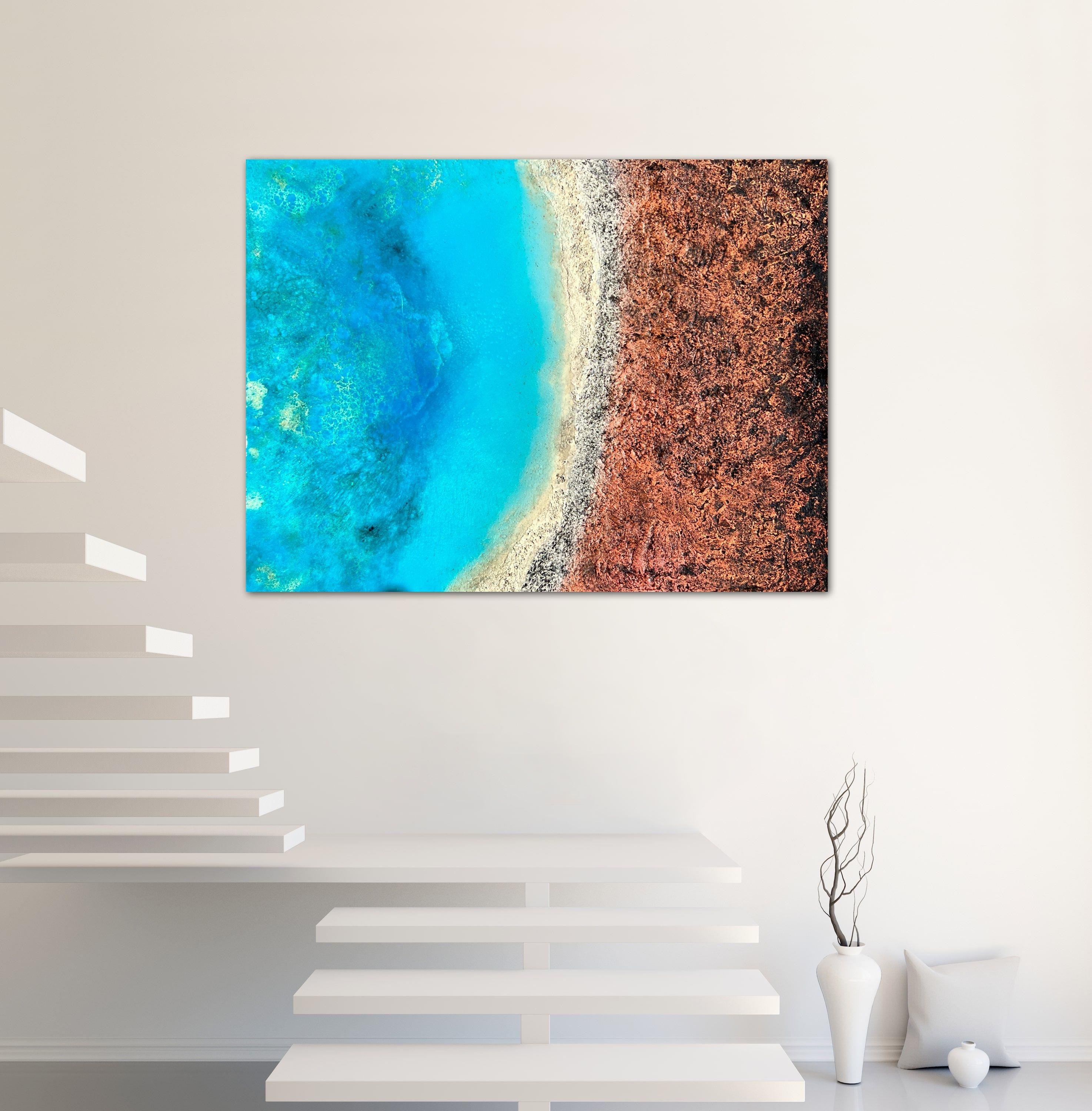 Aerial Australia - Shark bay, Painting, Acrylic on Canvas For Sale 3
