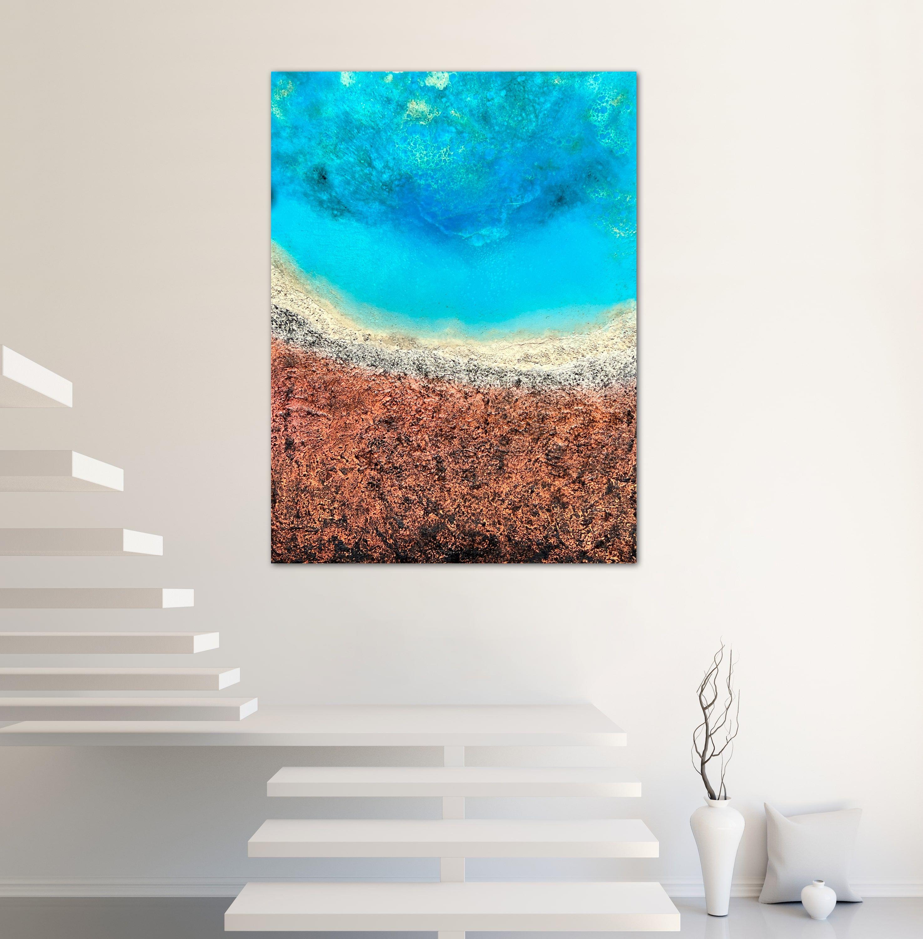 Aerial Australia - Shark bay, Painting, Acrylic on Canvas For Sale 4