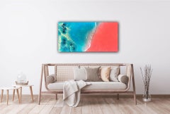 Bahamas Harbour Island pink sand beach, Painting, Acrylic on Canvas