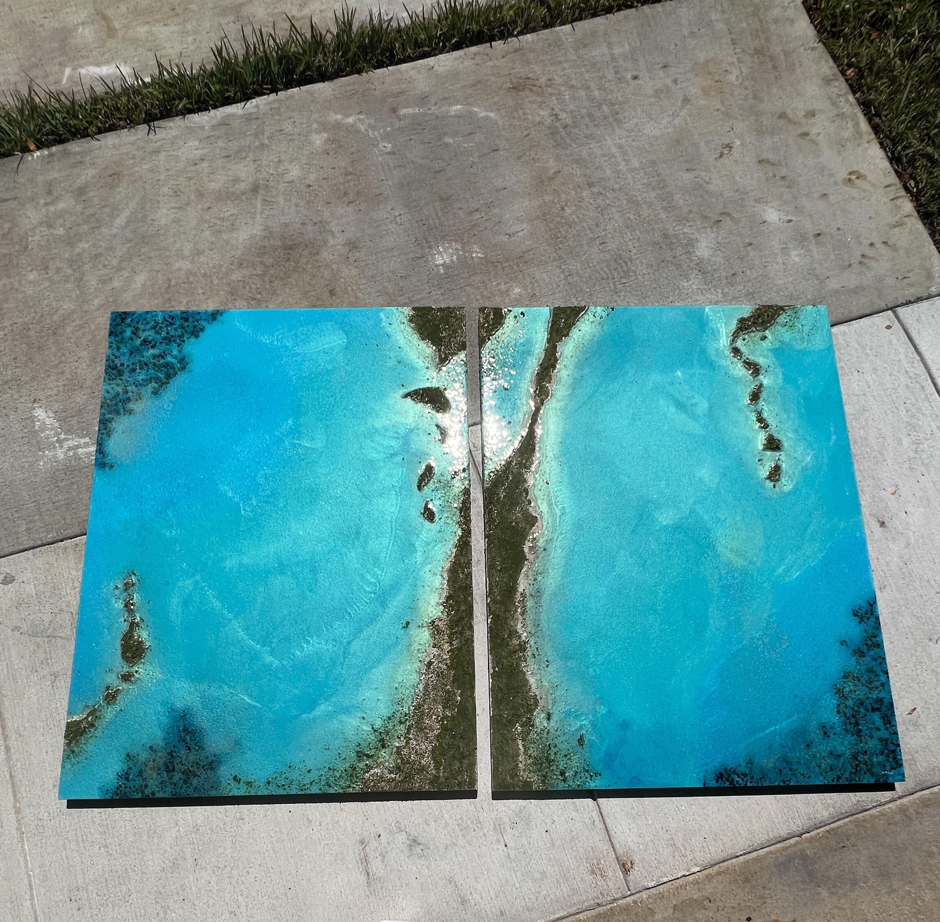 Eleuthera Bahamas, Gemälde, Acryl auf Holzplatte im Angebot 1
