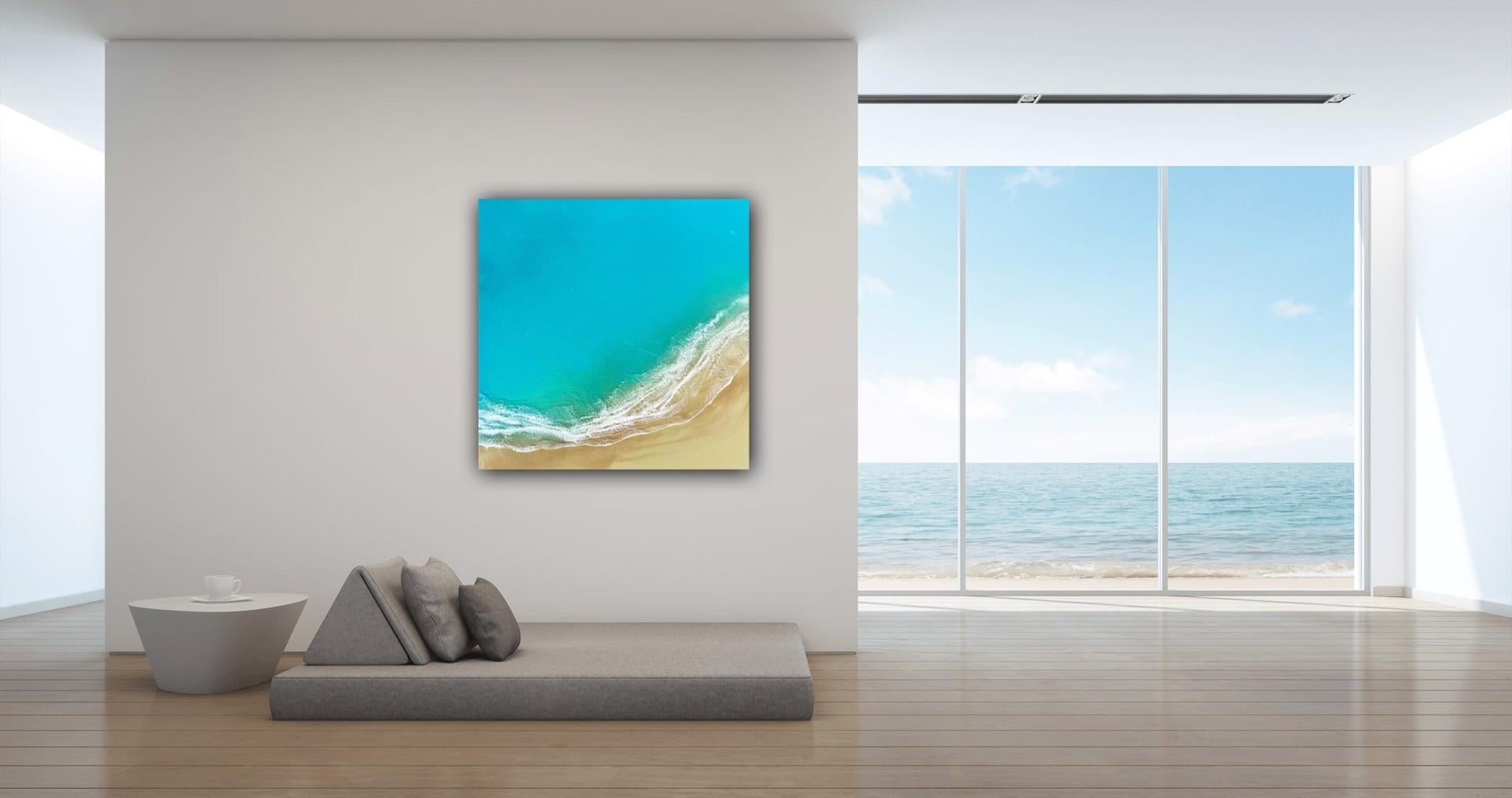 Everglowing Ocean - Blue Landscape Painting by Ana Hefco