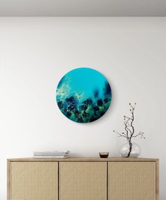 Goldener Halo, Blaue Tiefe #4, Malerei, Acryl auf Metall