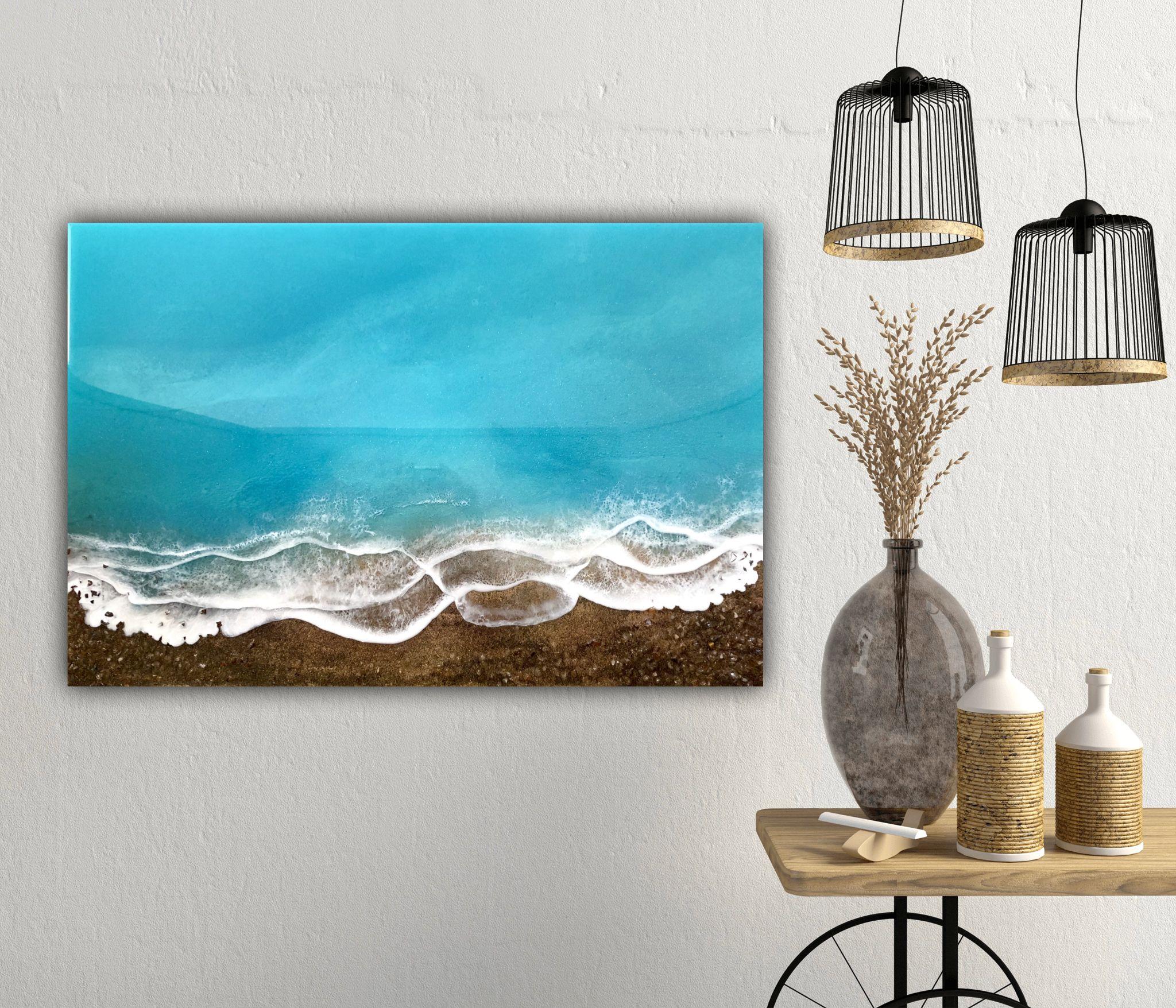 Just Waves - Peace, Painting, Acrylic on Wood Panel For Sale 2