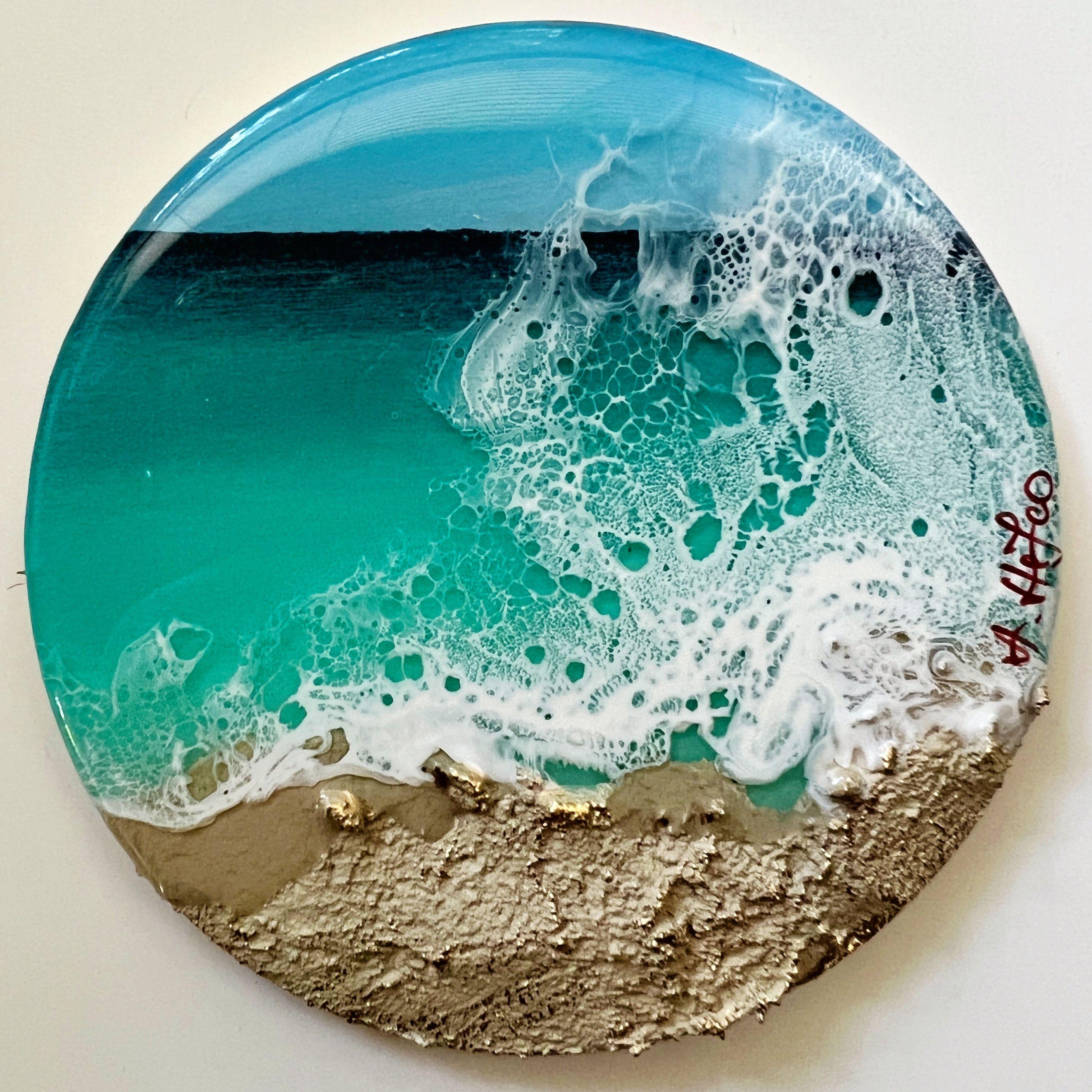 Kleine Welle #4, Gemälde, Acryl auf Holzplatte (Sonstige Kunststile), Painting, von Ana Hefco