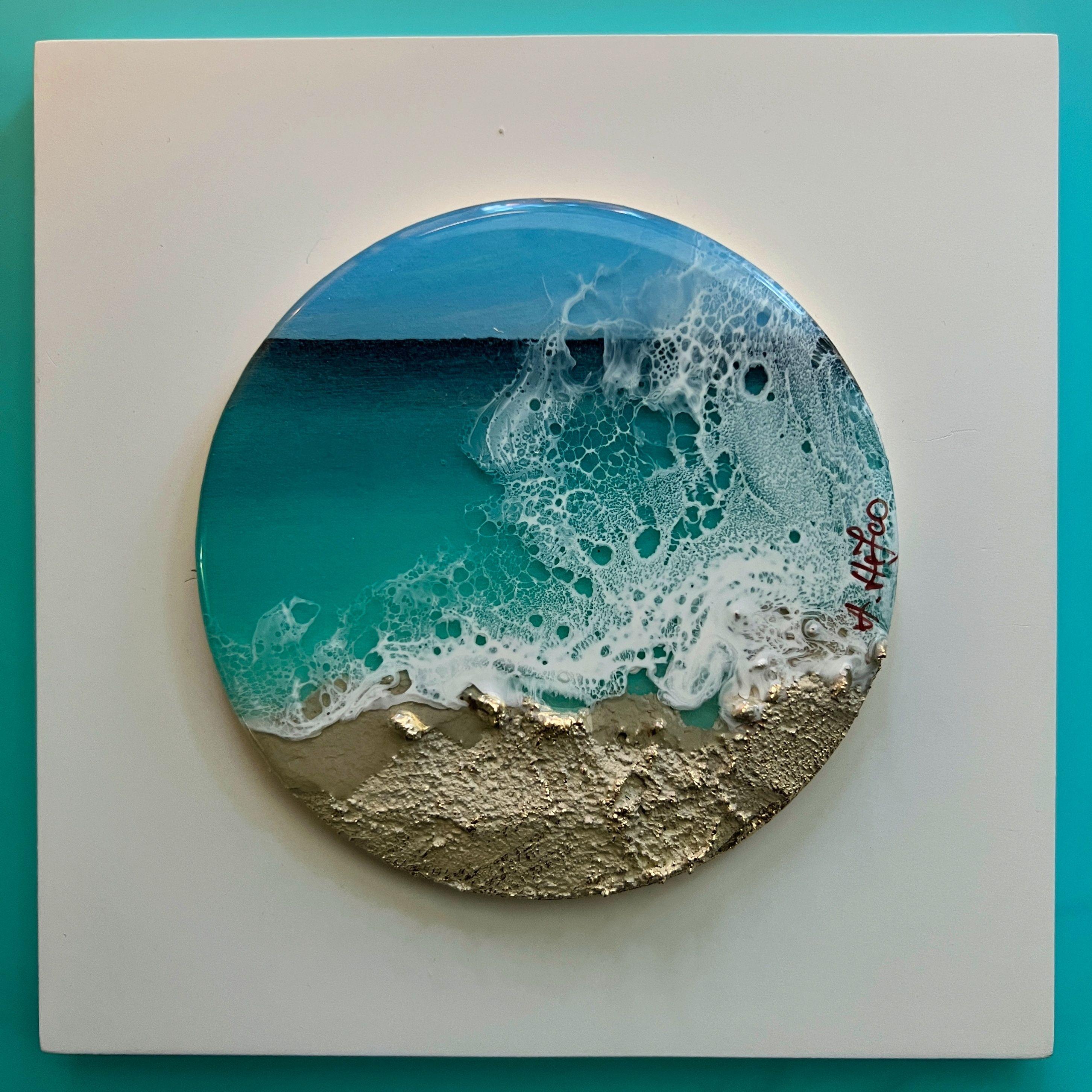 Kleine Welle #4, Gemälde, Acryl auf Holzplatte im Angebot 1