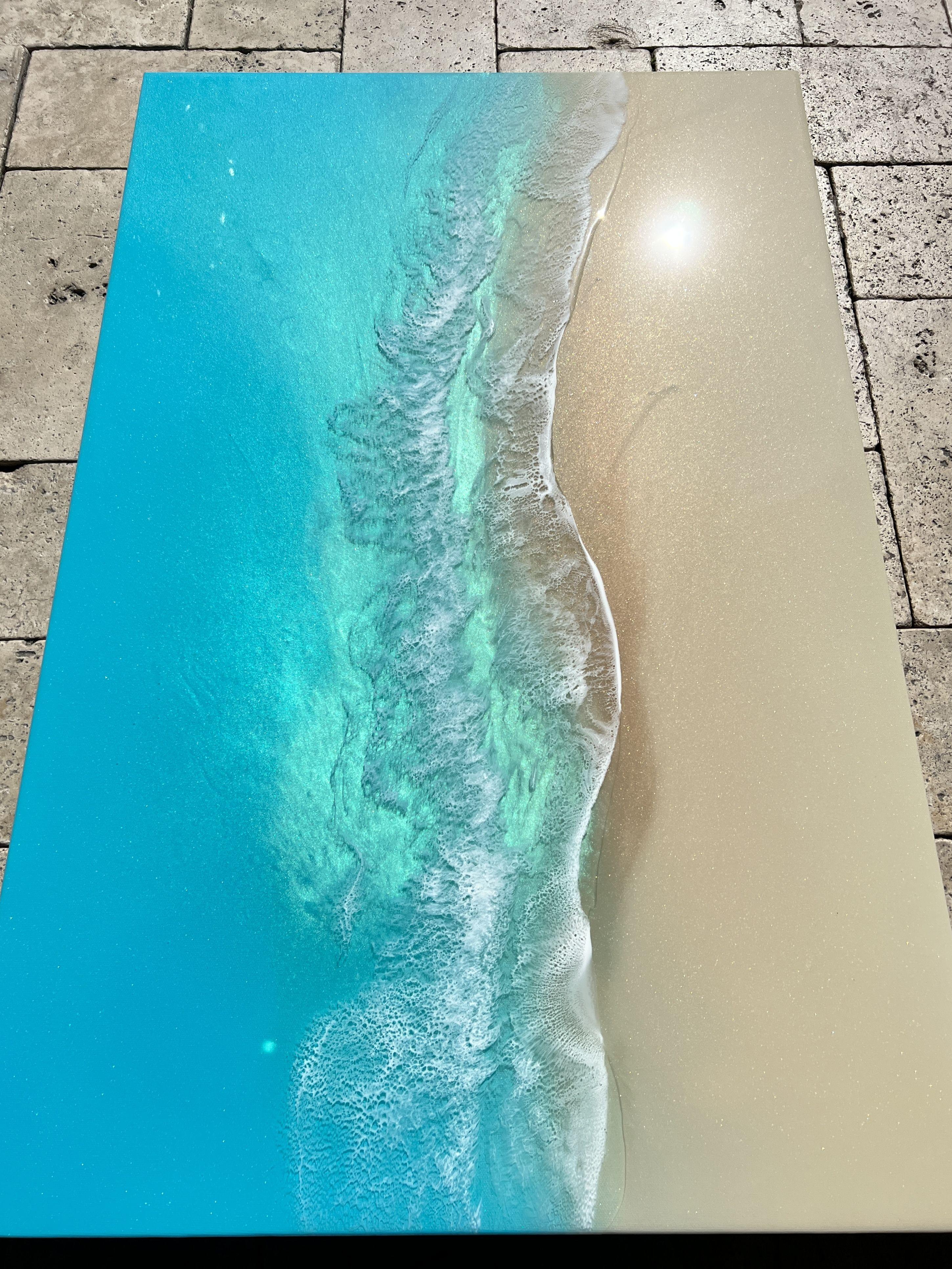 Gemälde, Acryl auf Leinwand, „Die Liebe kommt wie das Meer“ im Angebot 2