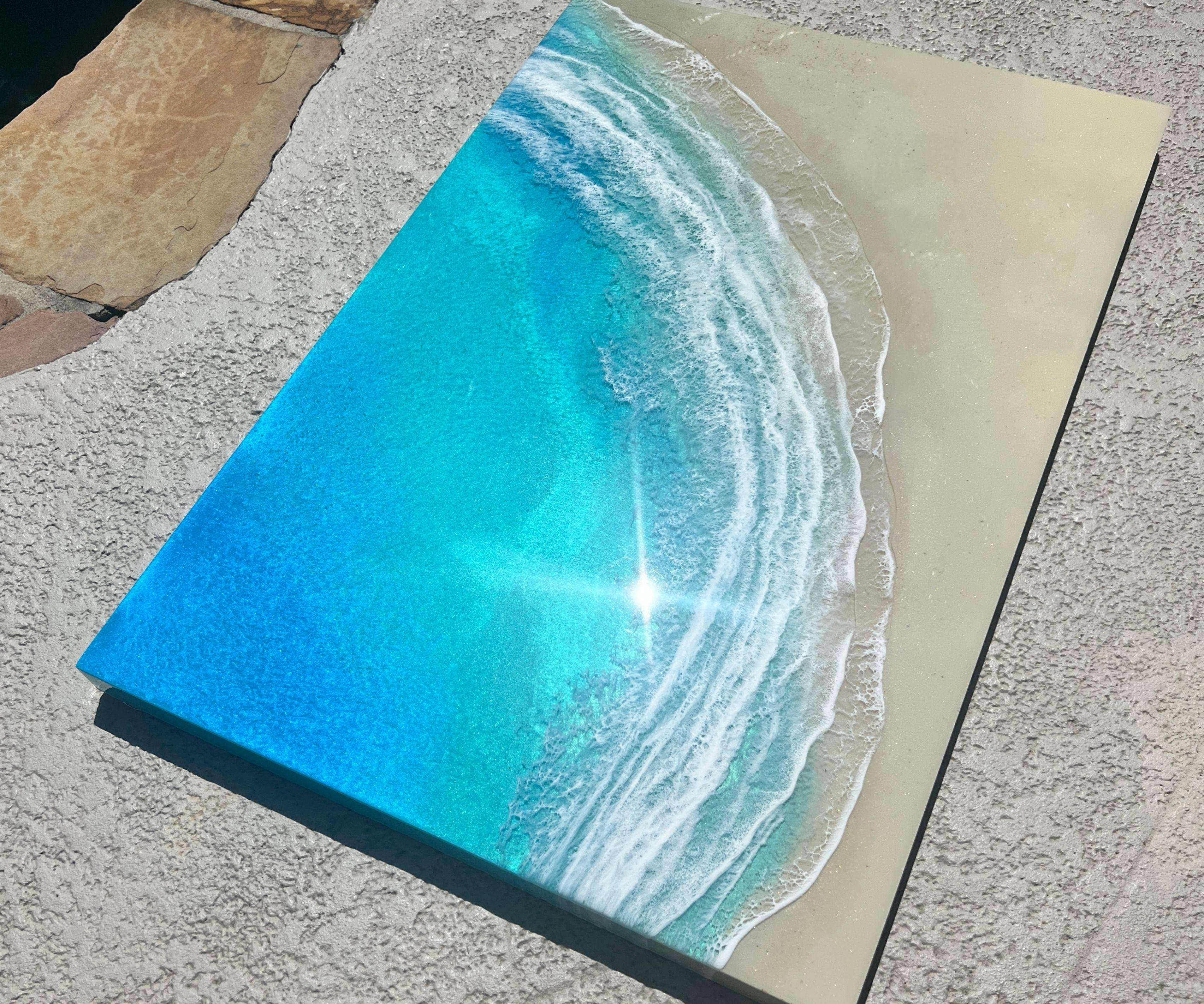 Notre plage de sable blanc, peinture, acrylique sur toile en vente 2