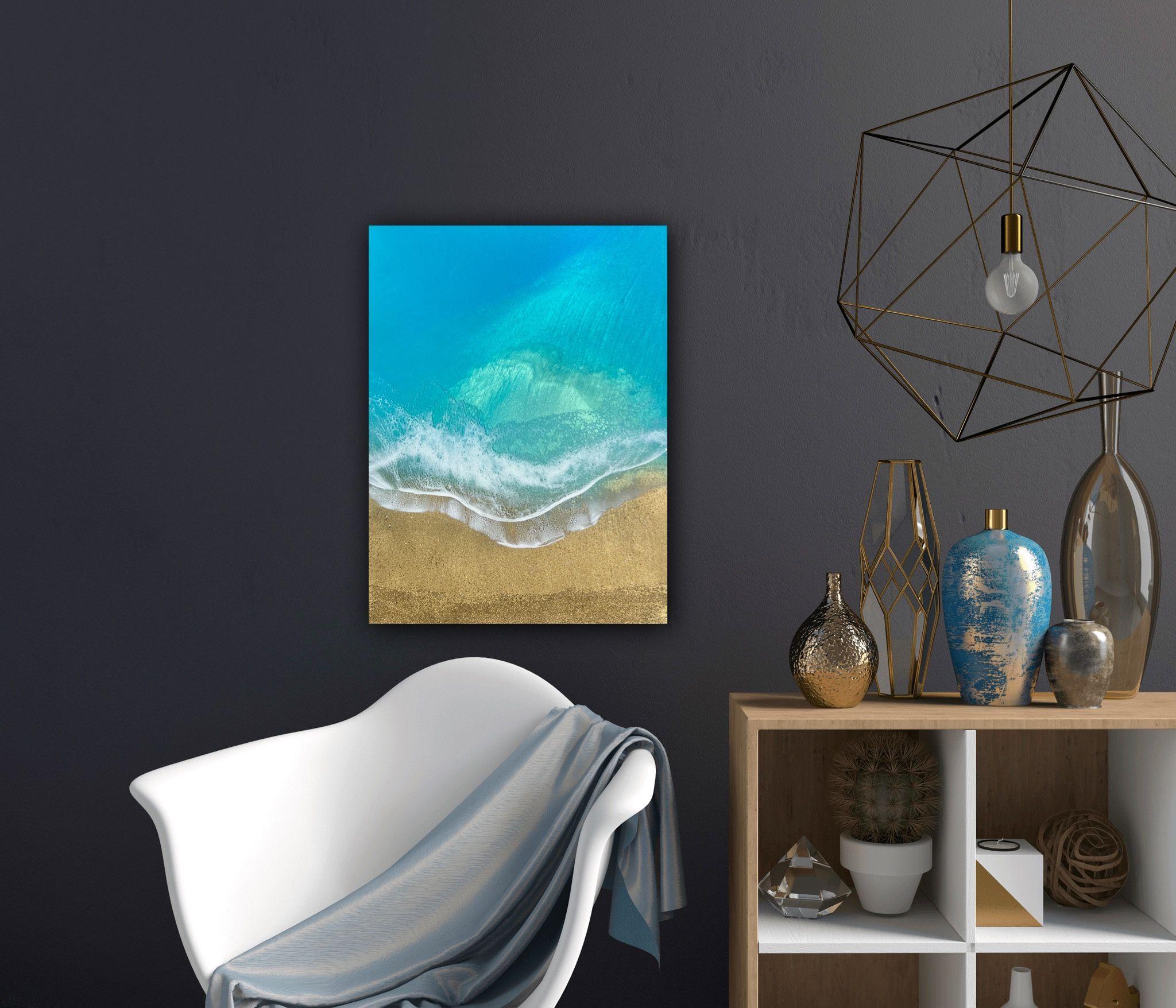 Friedenlicher Strand, Gemälde, Acryl auf Leinwand (Fotorealismus), Painting, von Ana Hefco