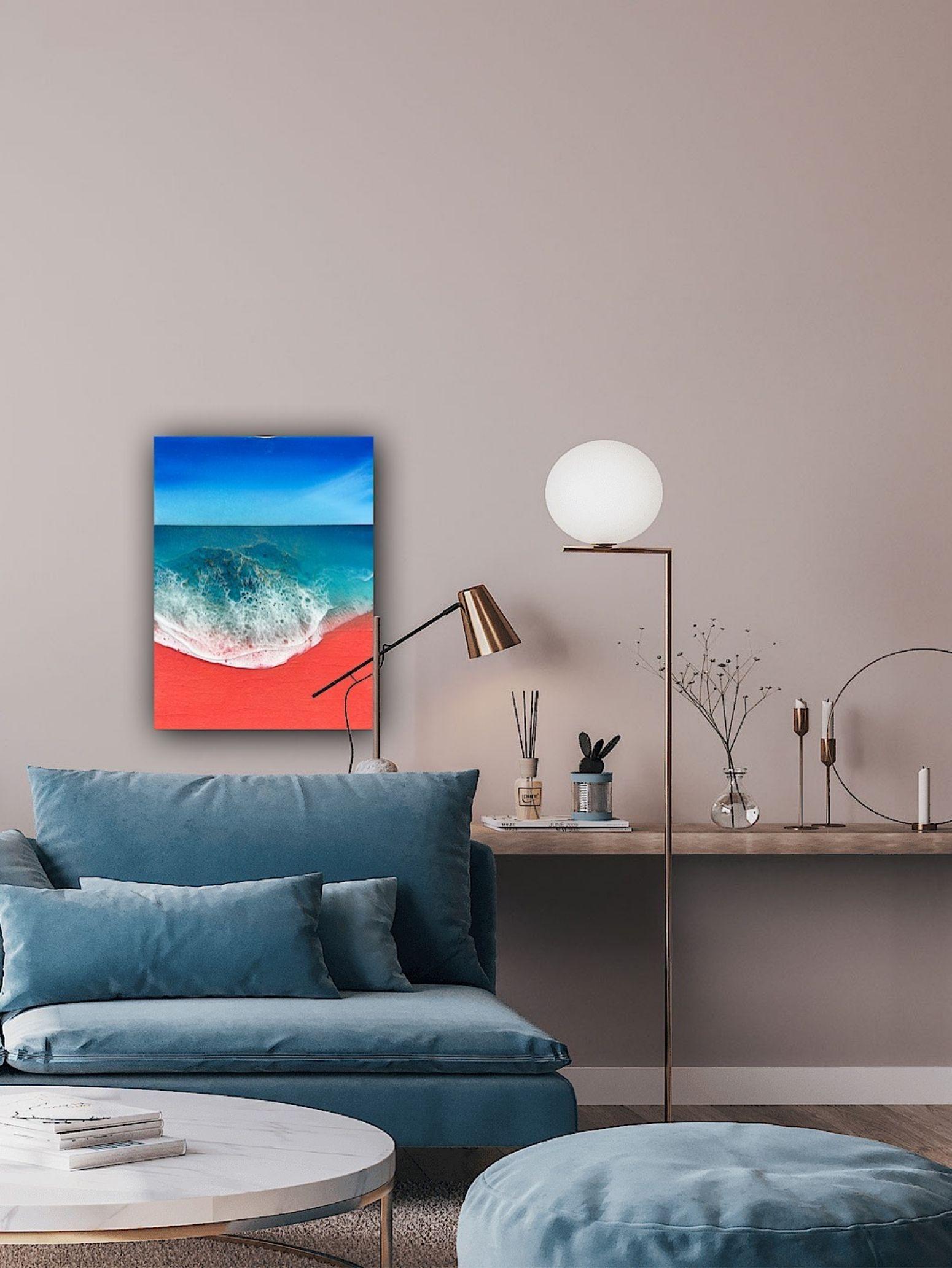 Rosa Sandstrand – Elafonisi Strand Griechenland #1, Gemälde, Acryl auf Leinwand (Fotorealismus), Painting, von Ana Hefco