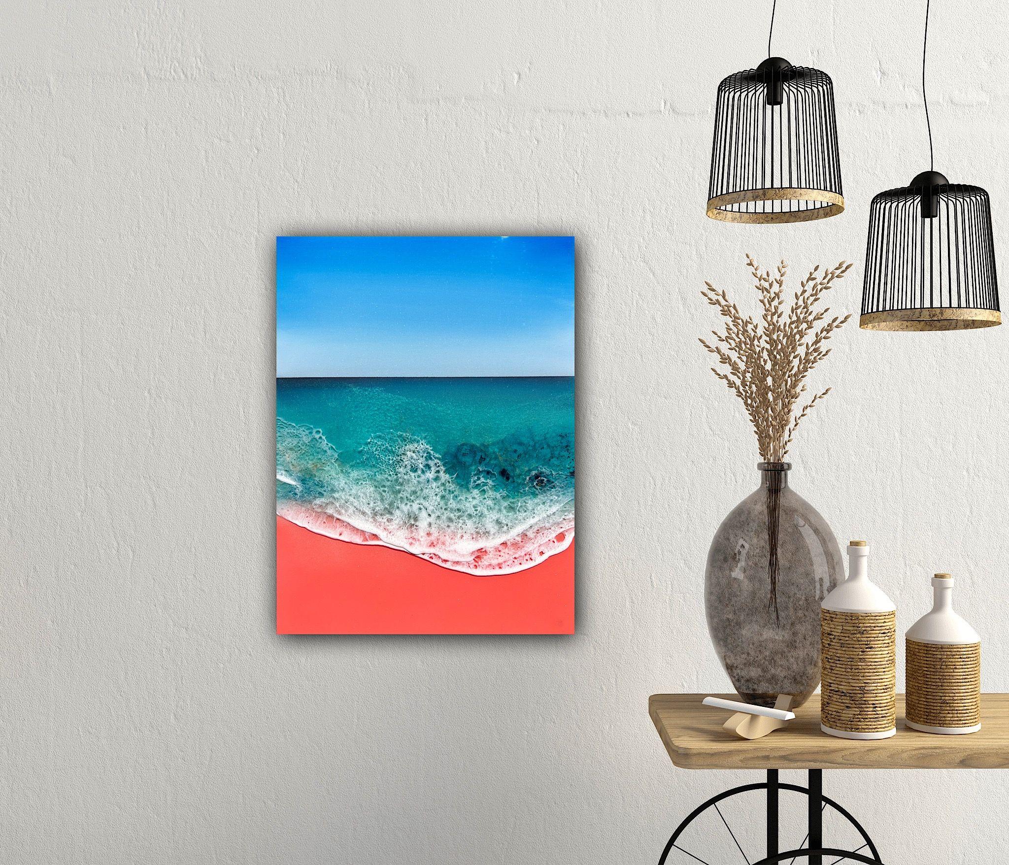 Pink Sand Beach - Elafonisi Beach Greece #2, Painting, Acrylic on Canvas For Sale 3