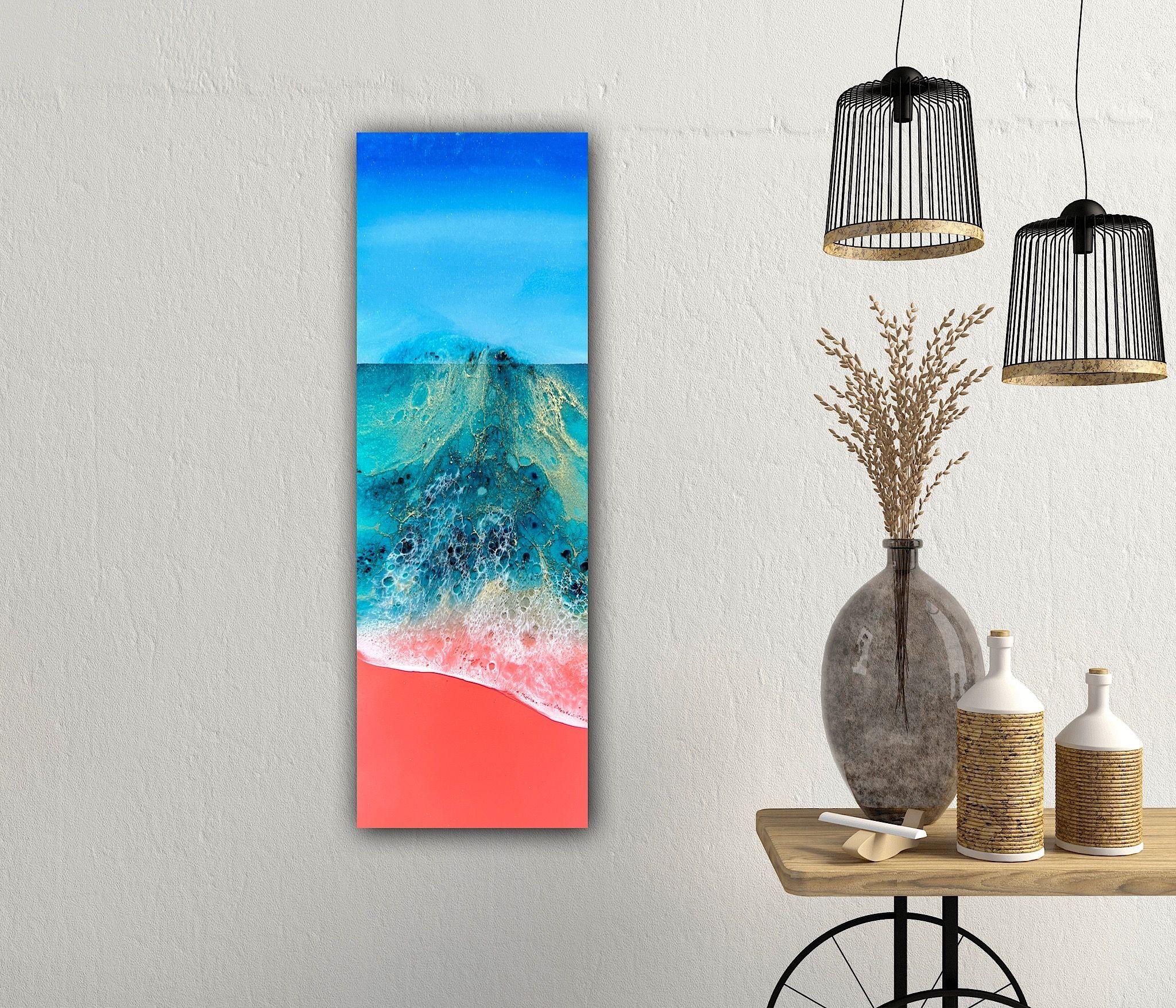 Rosa Sandstrand – Elafonisi Strand Griechenland #8, Gemälde, Acryl auf Leinwand (Fotorealismus), Painting, von Ana Hefco