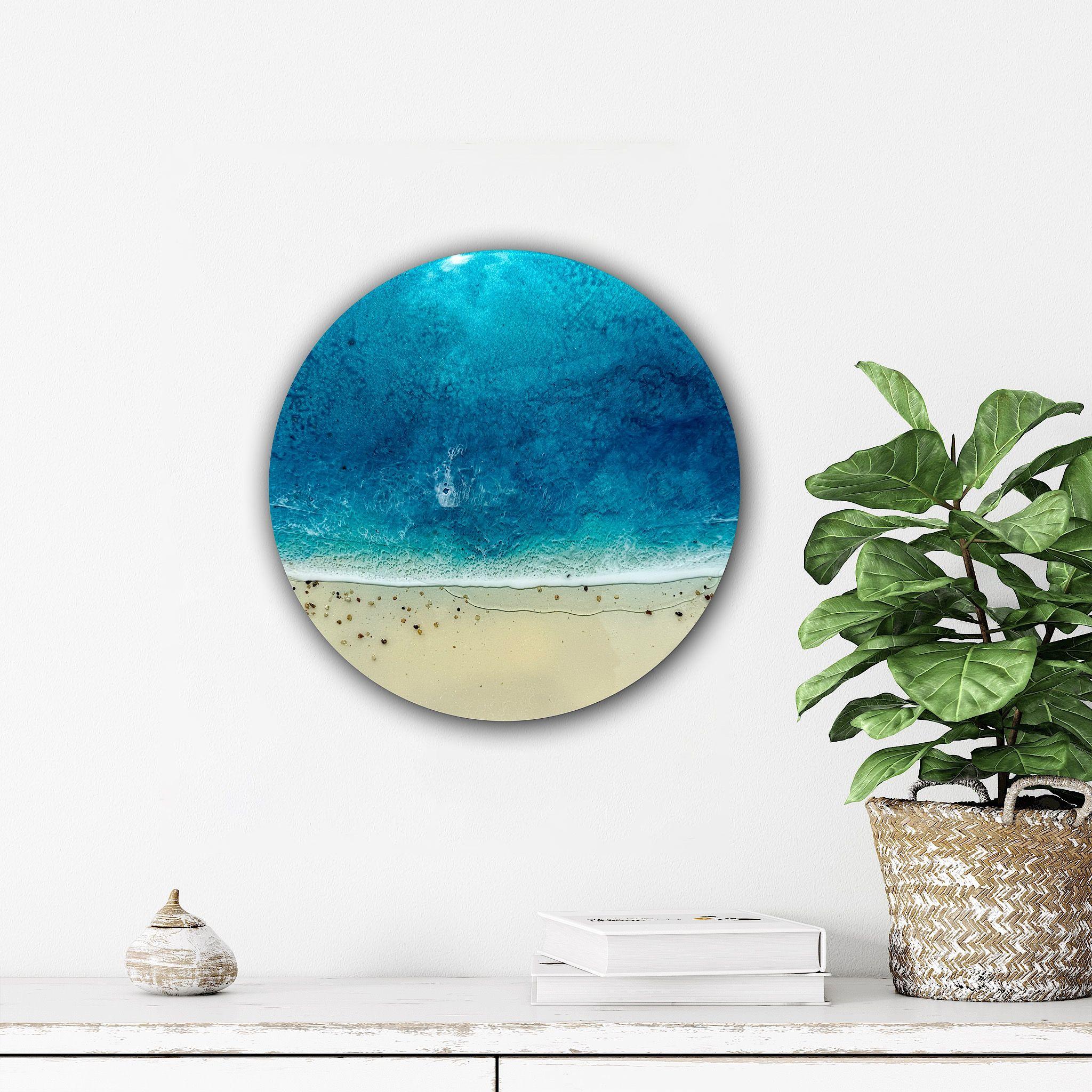 Ana Hefco Abstract Painting - Round Ocean # 103, Painting, Acrylic on Wood Panel