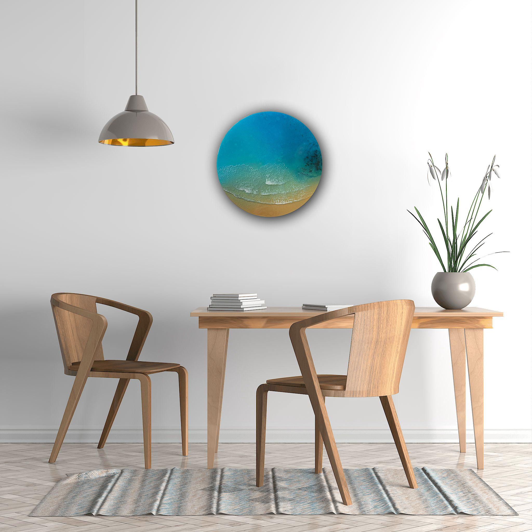 Runder Ozean #69, Gemälde, Acryl auf Holzplatte – Painting von Ana Hefco