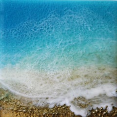 "Teal Waves #16, " Mixed Media Painting