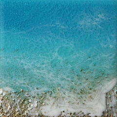 "Teal Waves #22, " Mixed Media Painting