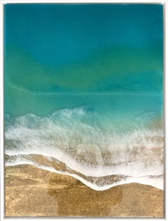 Teal Waves #3, Painting, Acrylic on Wood Panel