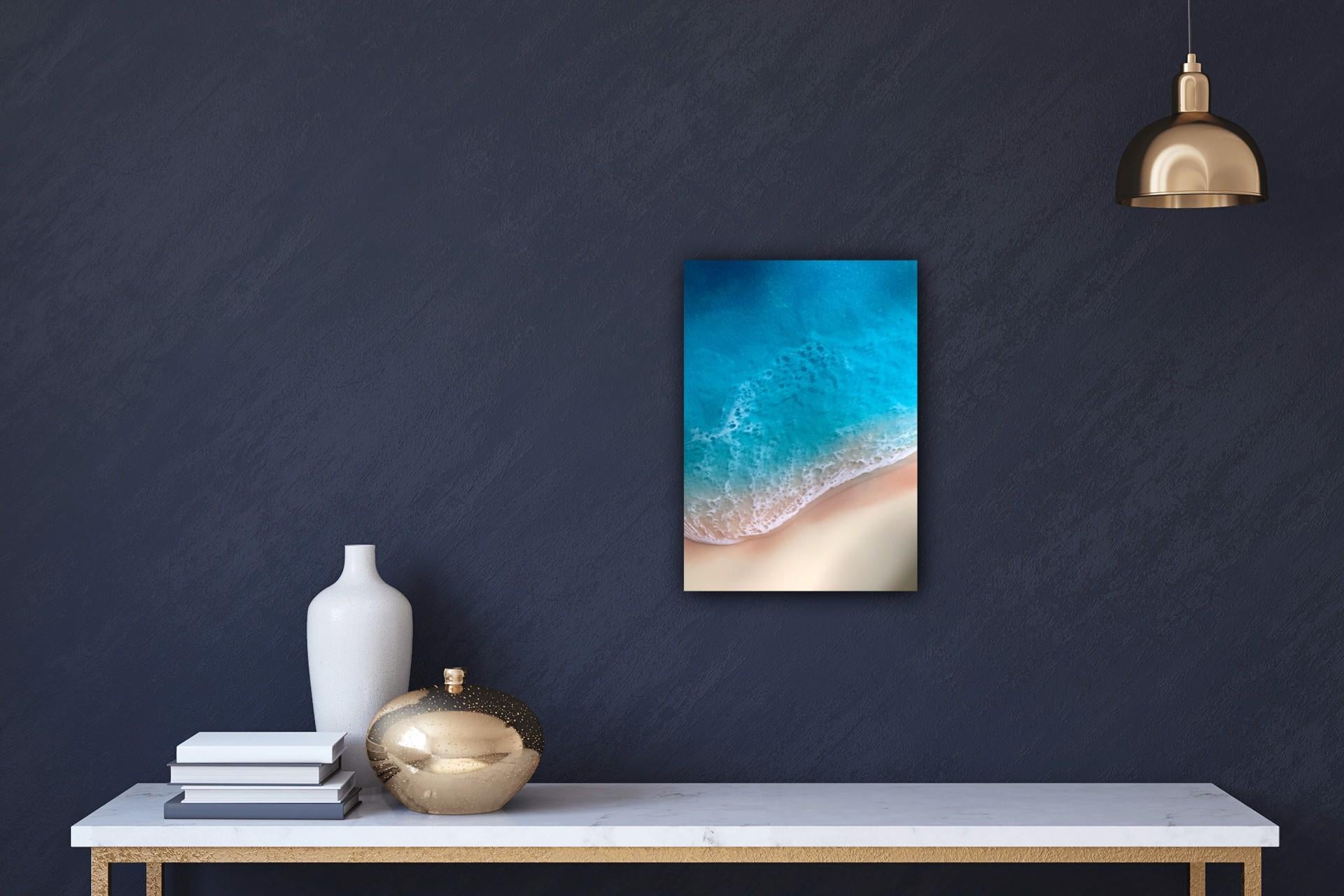 White Sand Beach #29 - Blue Landscape Painting by Ana Hefco