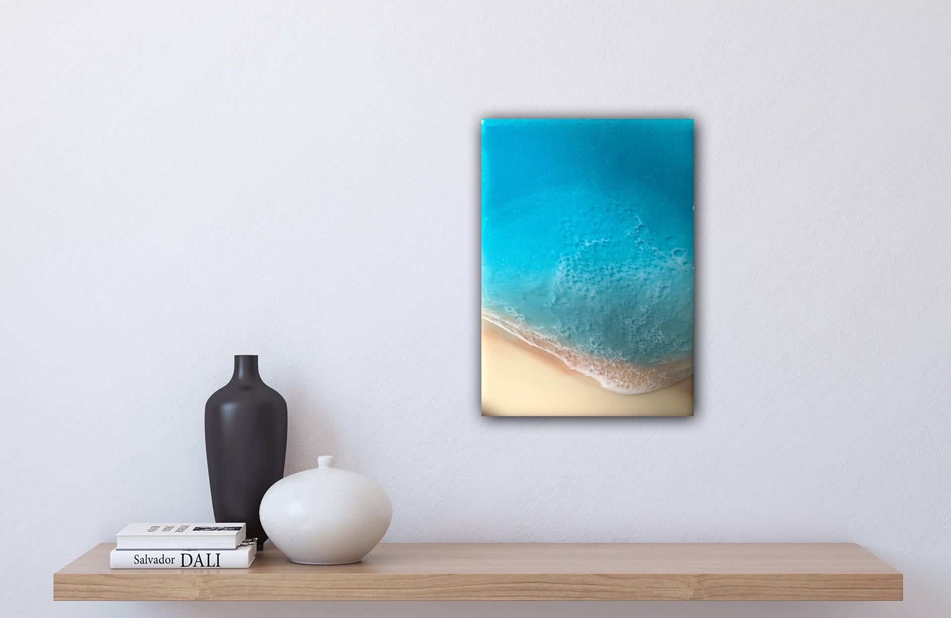 White Sand Beach #31 - Blue Abstract Painting by Ana Hefco