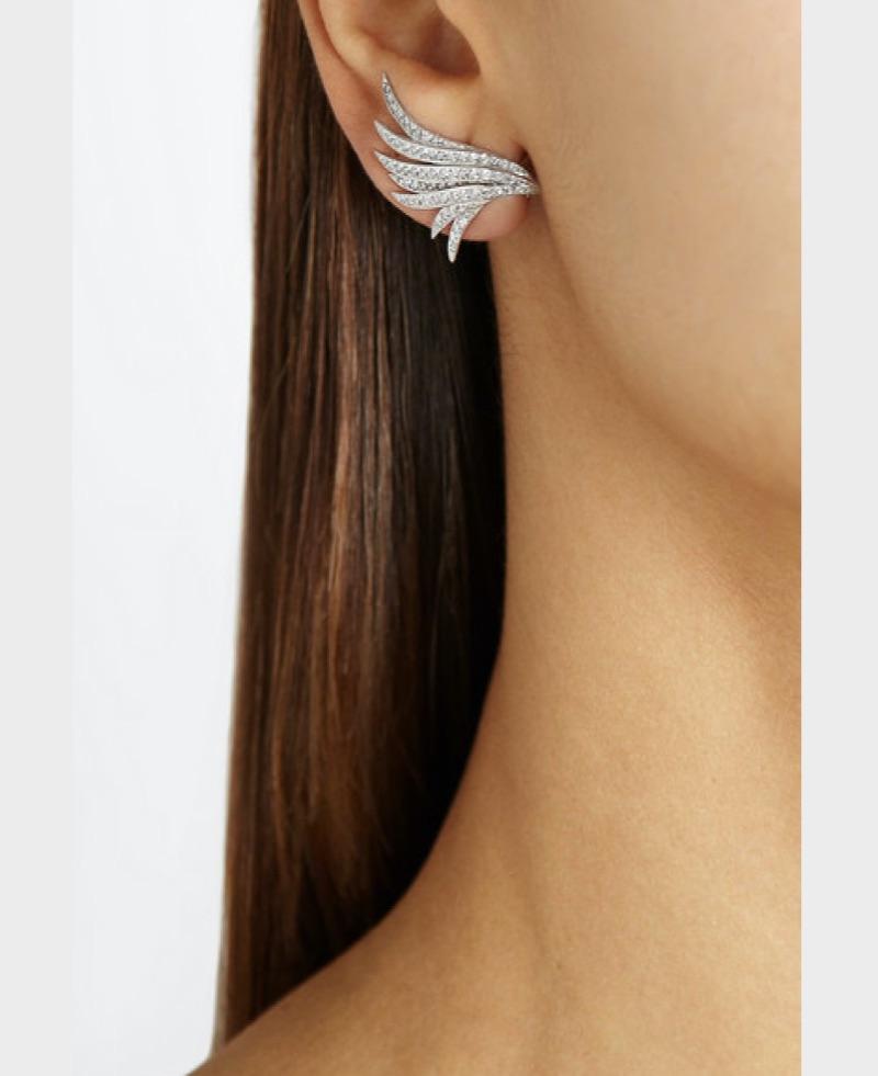 Round Cut Ana Khouri Diamond Wing Earrings, 2014 For Sale