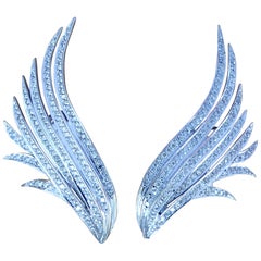 Ana Khouri Grandes boucles d'oreilles à oreilles à ailes en diamants, 2014