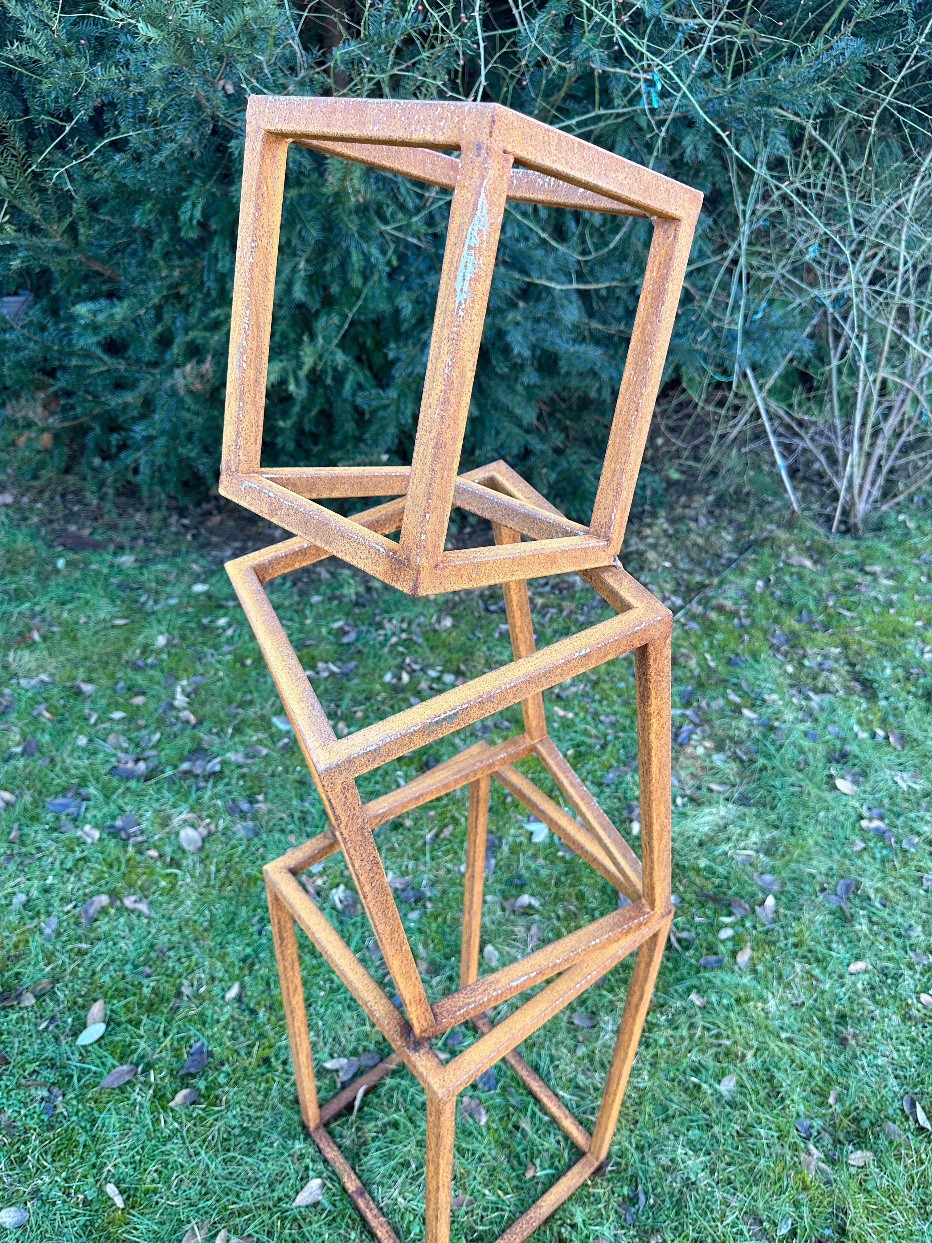 Indoor oder Outdoor Garten Skulptur Cortenstahl abstrakt von Ana Barrios Mendoza – Sculpture von Ana Lucia B.M