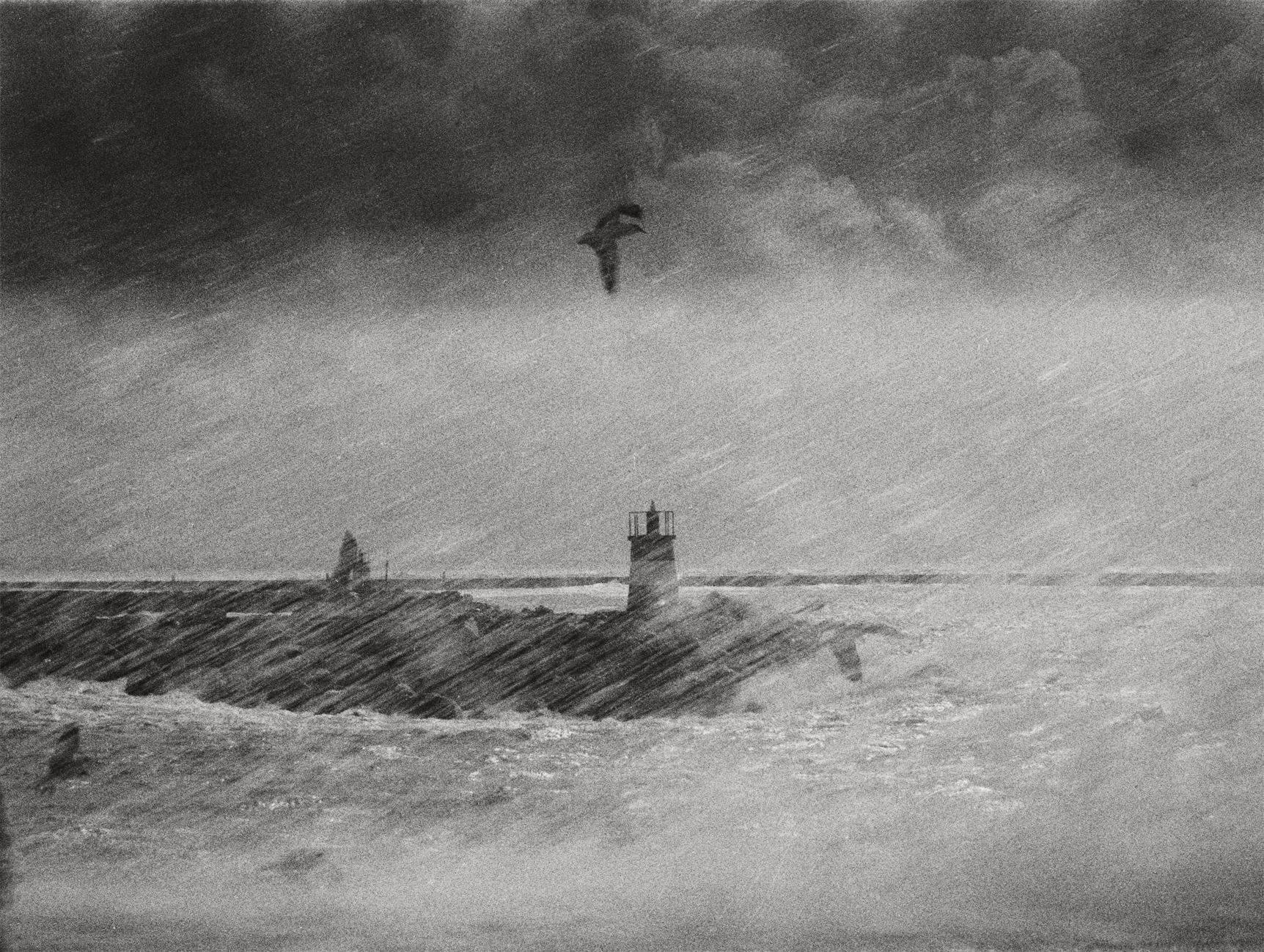 Ana Maria Cortesão Landscape Photograph - Storm, Portugal 1999 /Gelatin Silver Print/ Signed