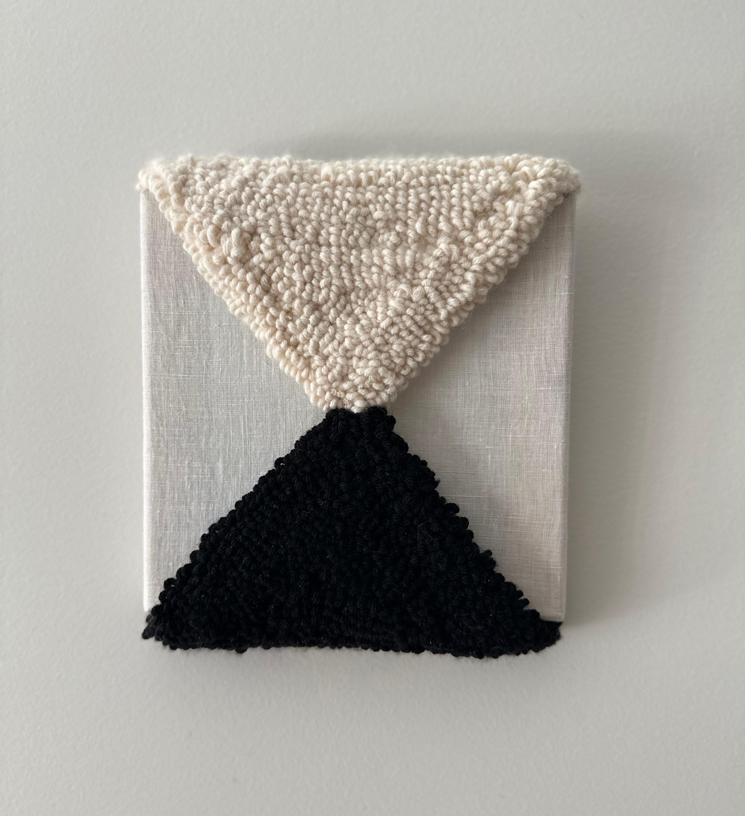 Balance, texture, textile, pattern, black and white, neutrals - Sculpture by Ana Maria Farina