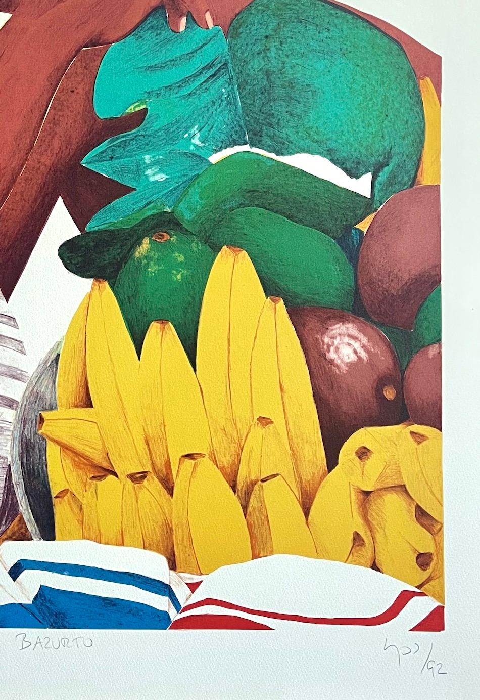 BAZURTO Cartagena Mercado Litografía Firmada, Arte Afrocolombiano, Latinoamericano en venta 1