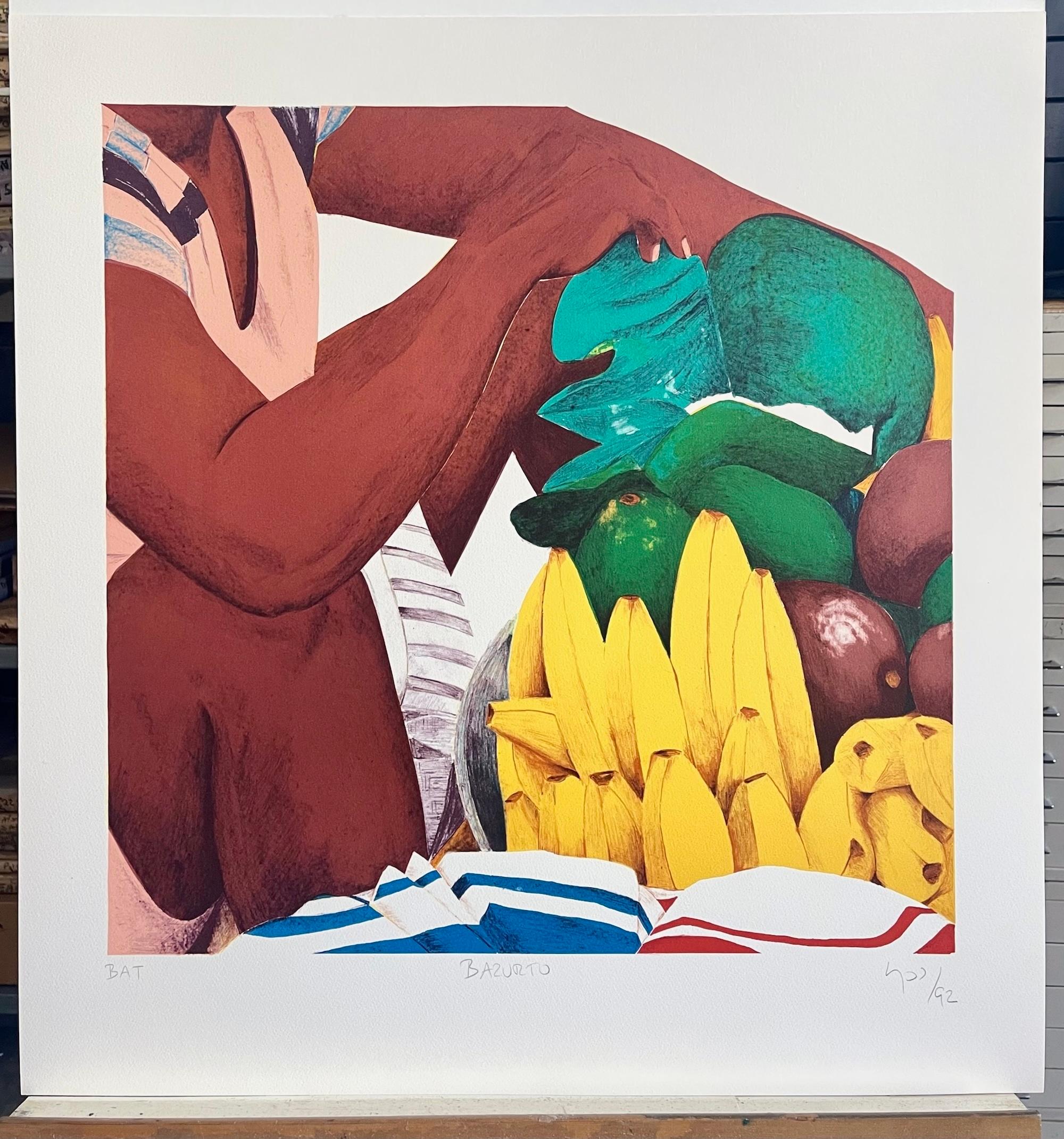 BAZURTO - Lithographie signée du marché de Cartagena, Afro-Colombie, Art latino-américain en vente 4