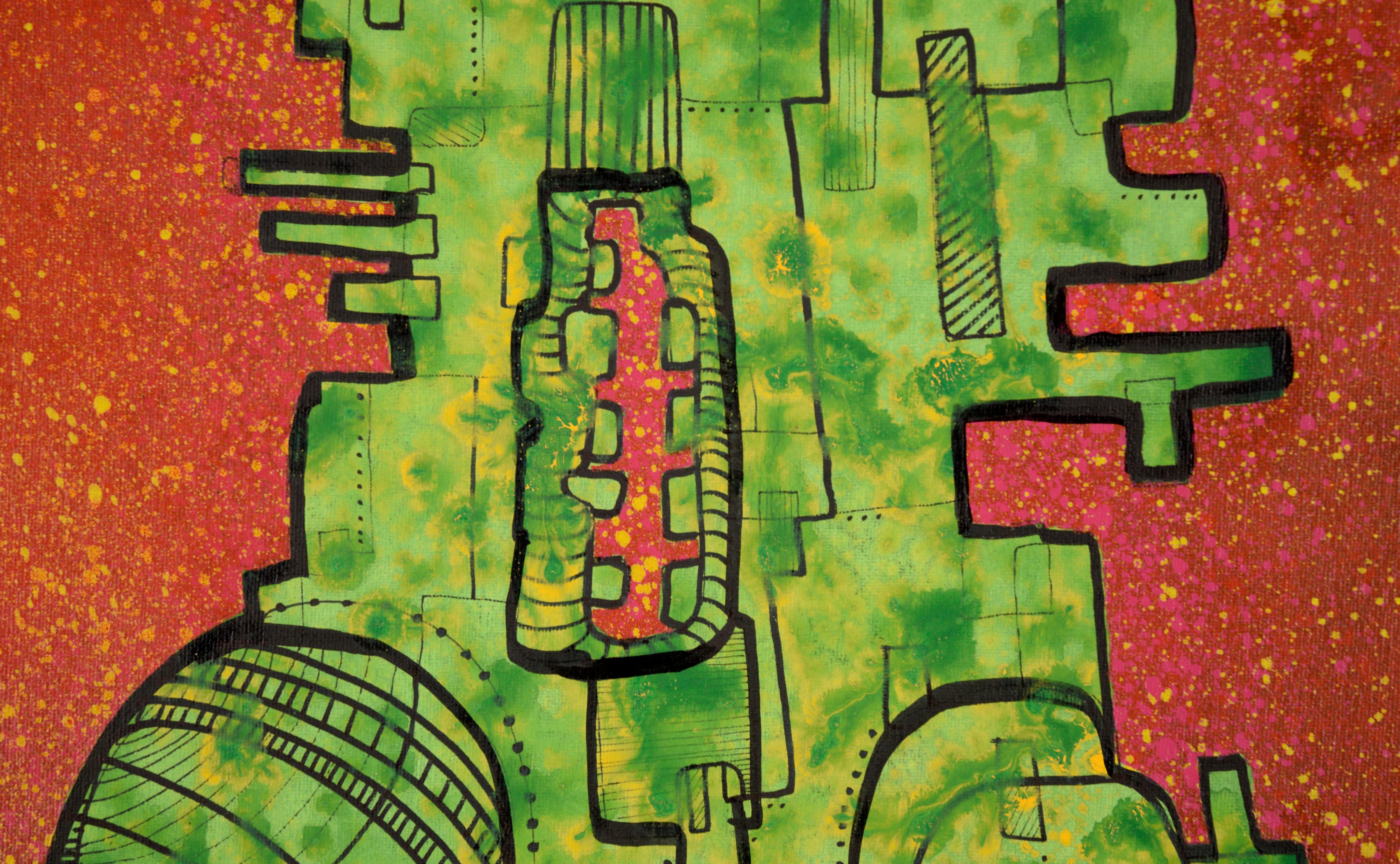 The Once and Future King - Surreal Abstract in Acrylic on Canvas - Brown Abstract Painting by  Ana Nak-he Powelson 