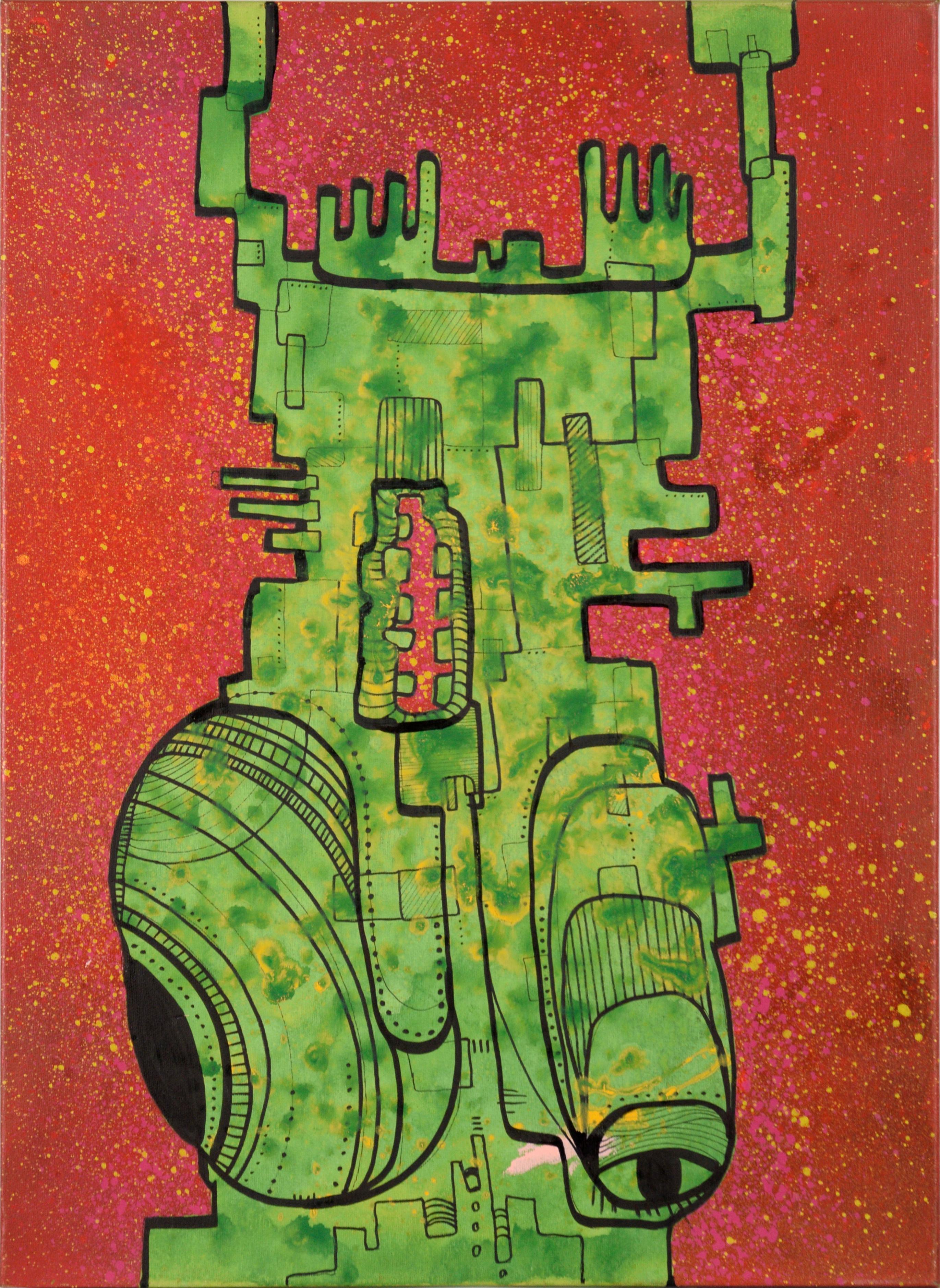 El Rey del Futuro - Abstracto surrealista en acrílico sobre lienzo