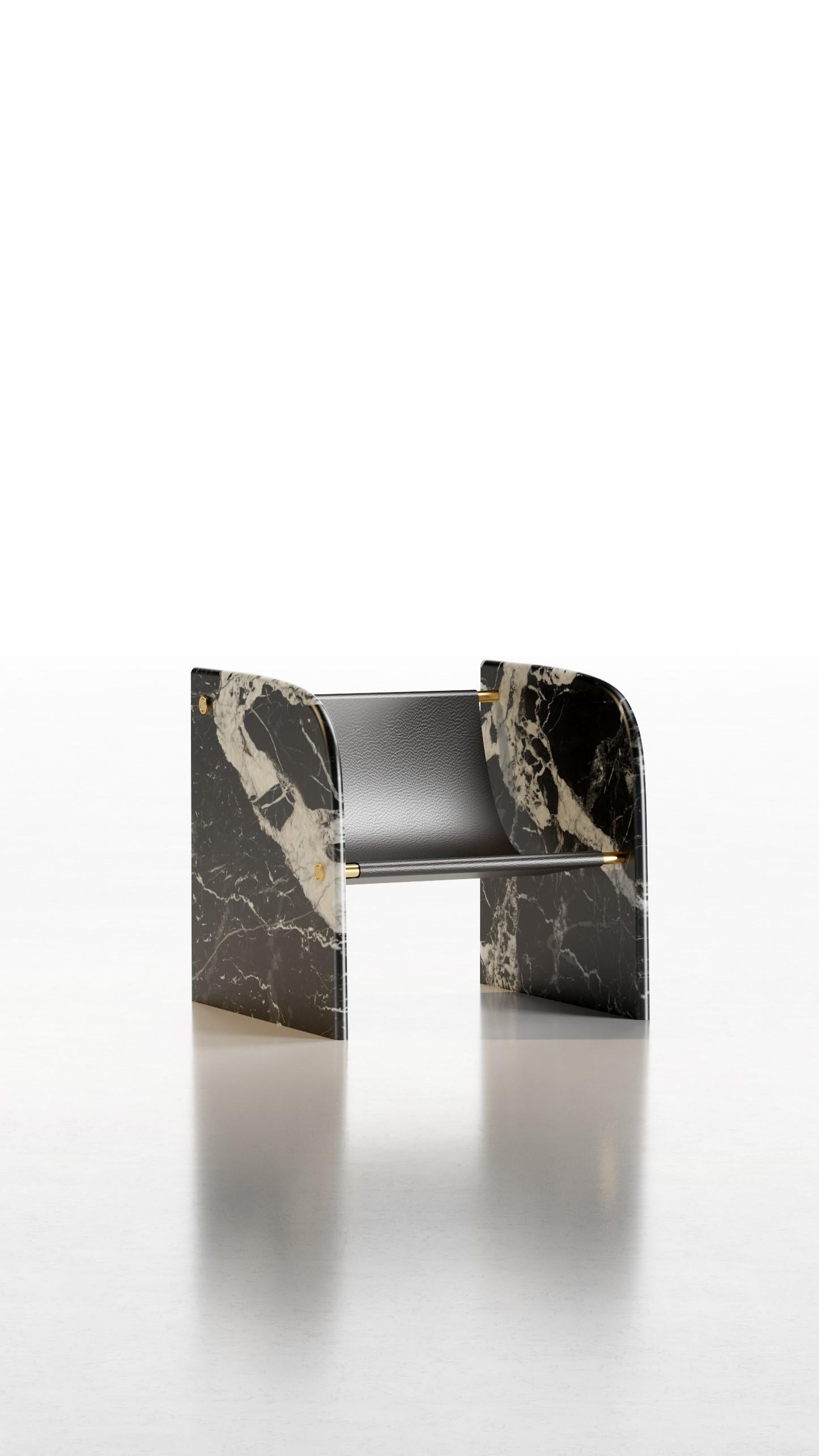 Modern Ana Nero Antico Marble Chair by Serafini For Sale