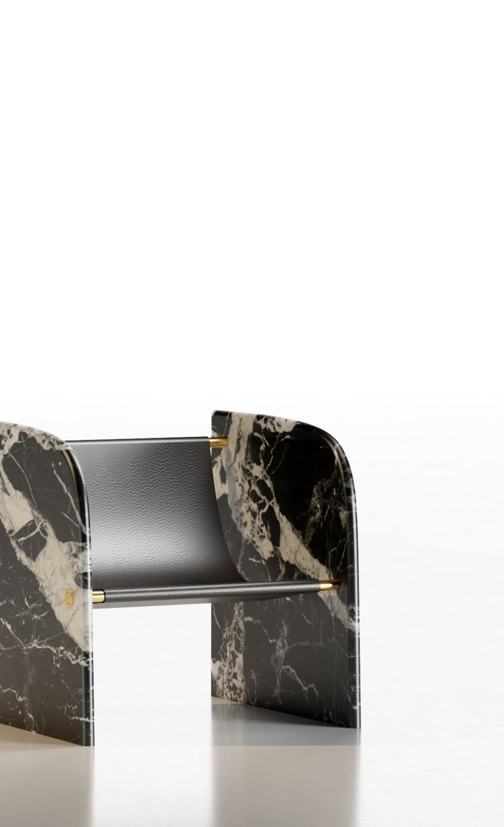 Italian Ana Nero Antico Marble Chair by Serafini For Sale