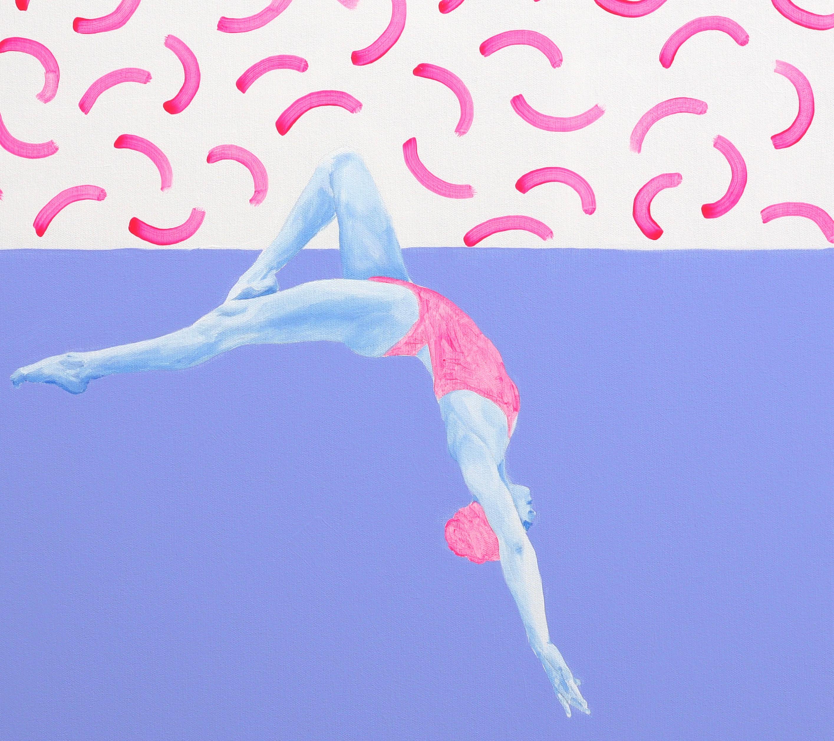 La piscina de David de día - pintura figurativa, pintura de paisaje - Painting Minimalista de Ana Patitu