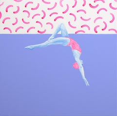 David's pool at day - figurative painting, landscape painting