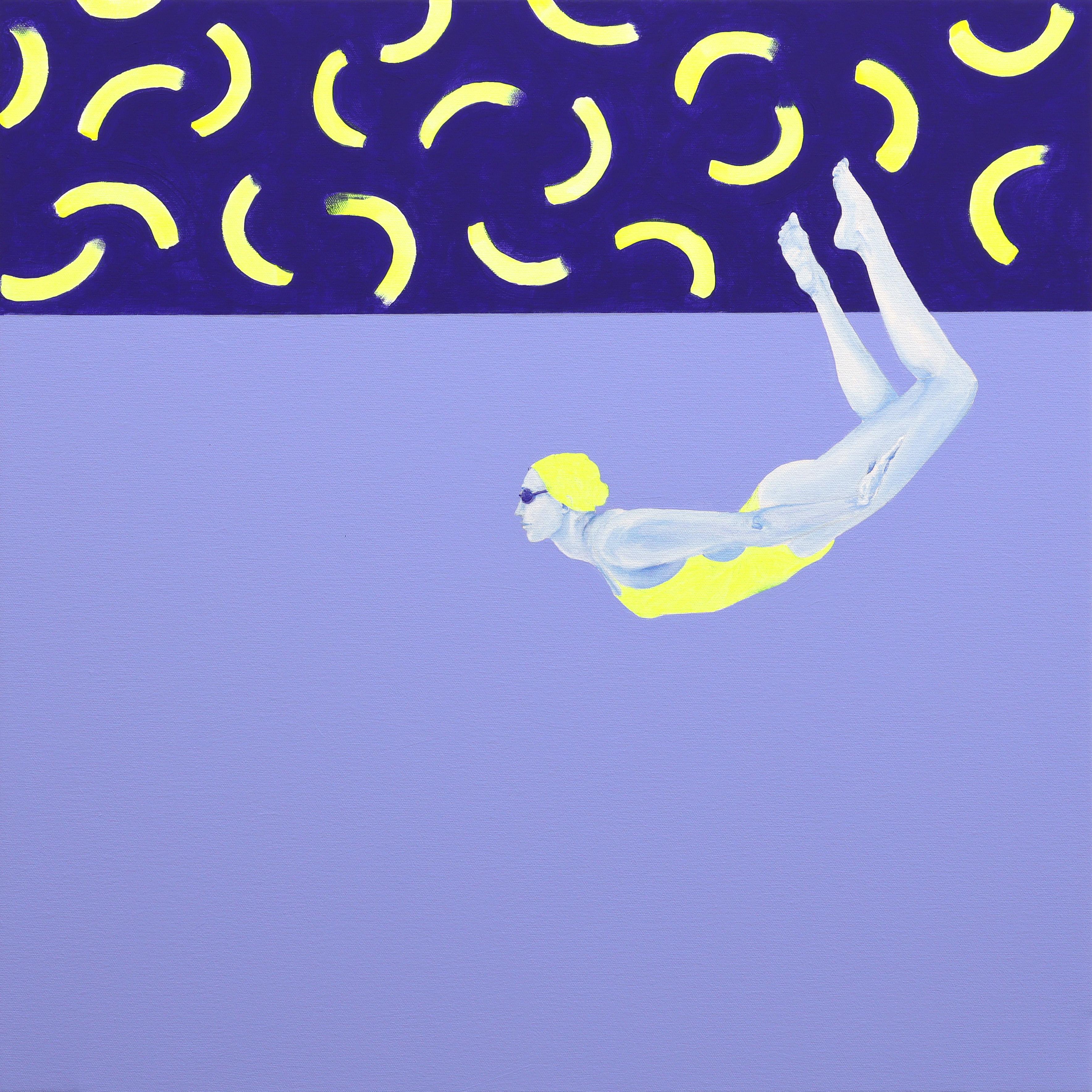 Landscape Painting Ana Patitu - La piscine de David la nuit - peinture figurative, peinture de paysage