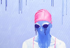 Dystopian rain - figurative painting, landscape painting