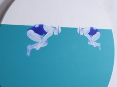 Galleggiare nel turchese - pittura figurativa, pittura di paesaggio