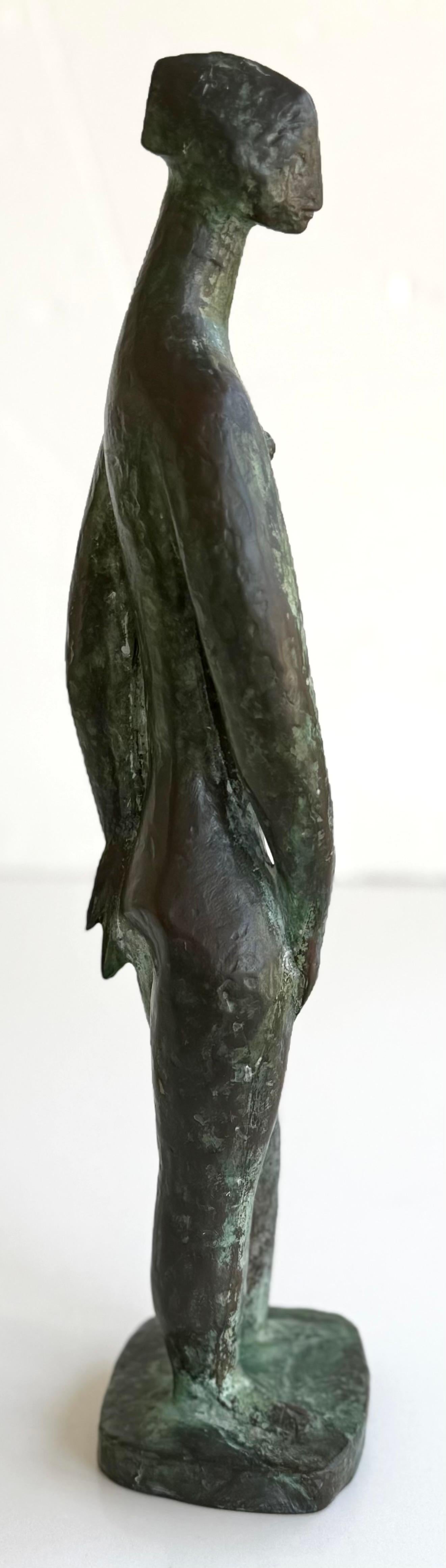 “Standing Female Nude” - Gold Figurative Sculpture by Ana Ranguel Daltchev