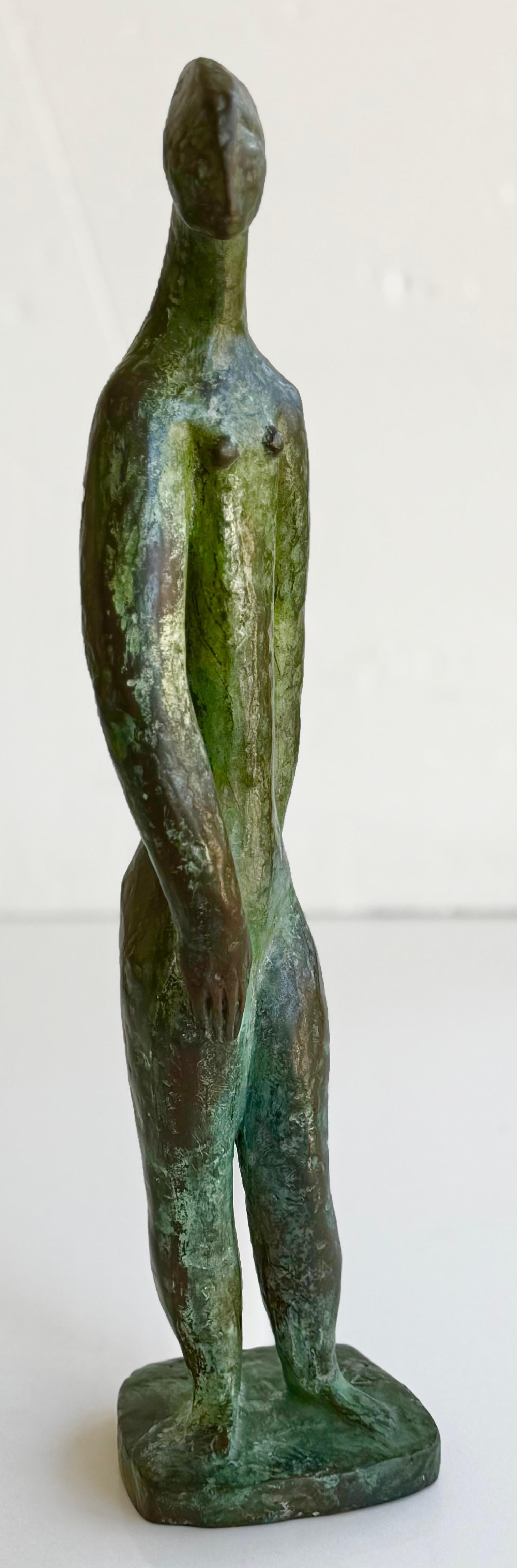 Here for your consideration is an original beautifully patinated solid bronze standing female nude by the Bulgarian/American artist, Ana Ranguel Daltchev.  Incised artist signature on the base “ANA”.  Condition is excellent.  Circa 1975. 