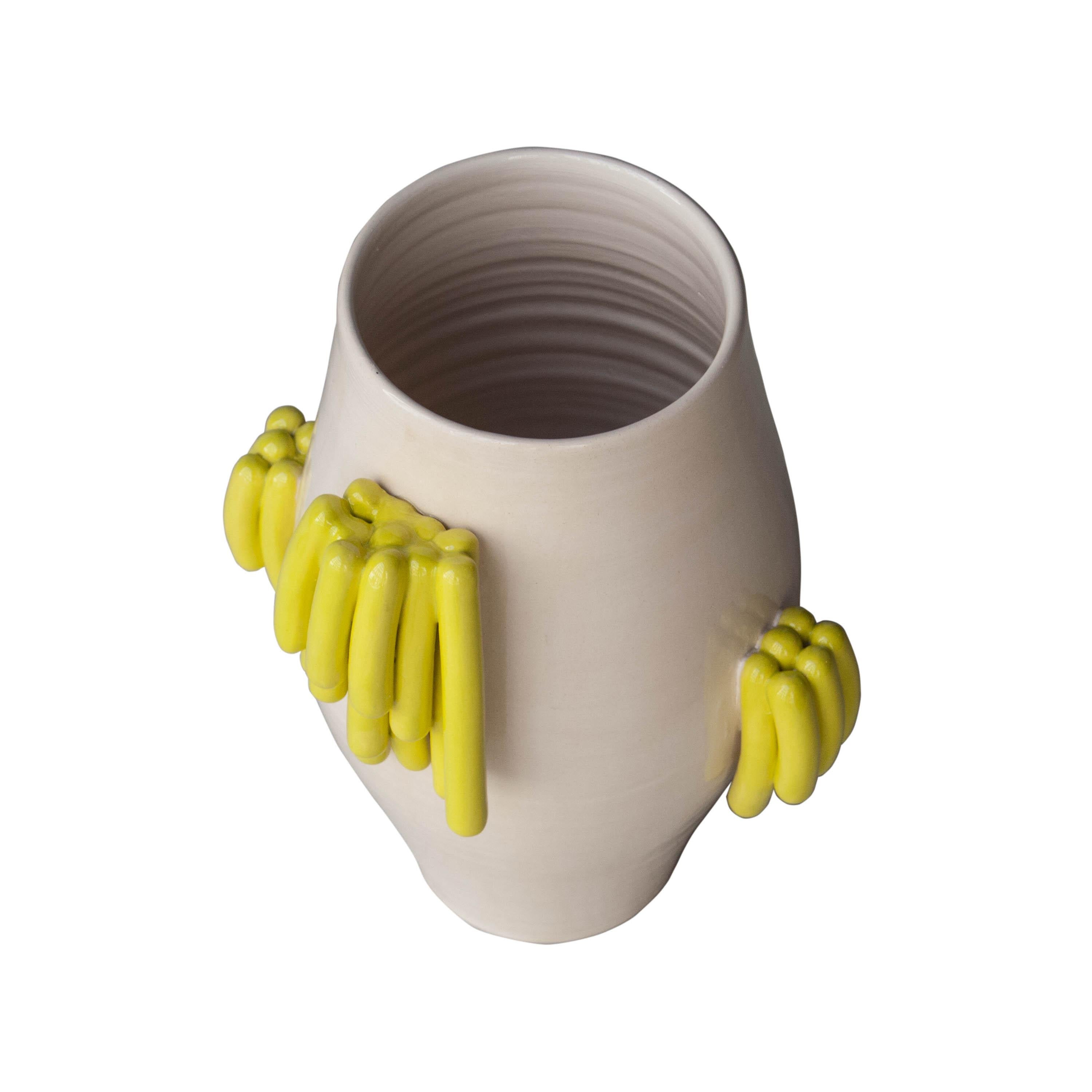 Post-Modern Ana Rod Pop Handmade White Lime Ceramic Vase, Spain, 2019