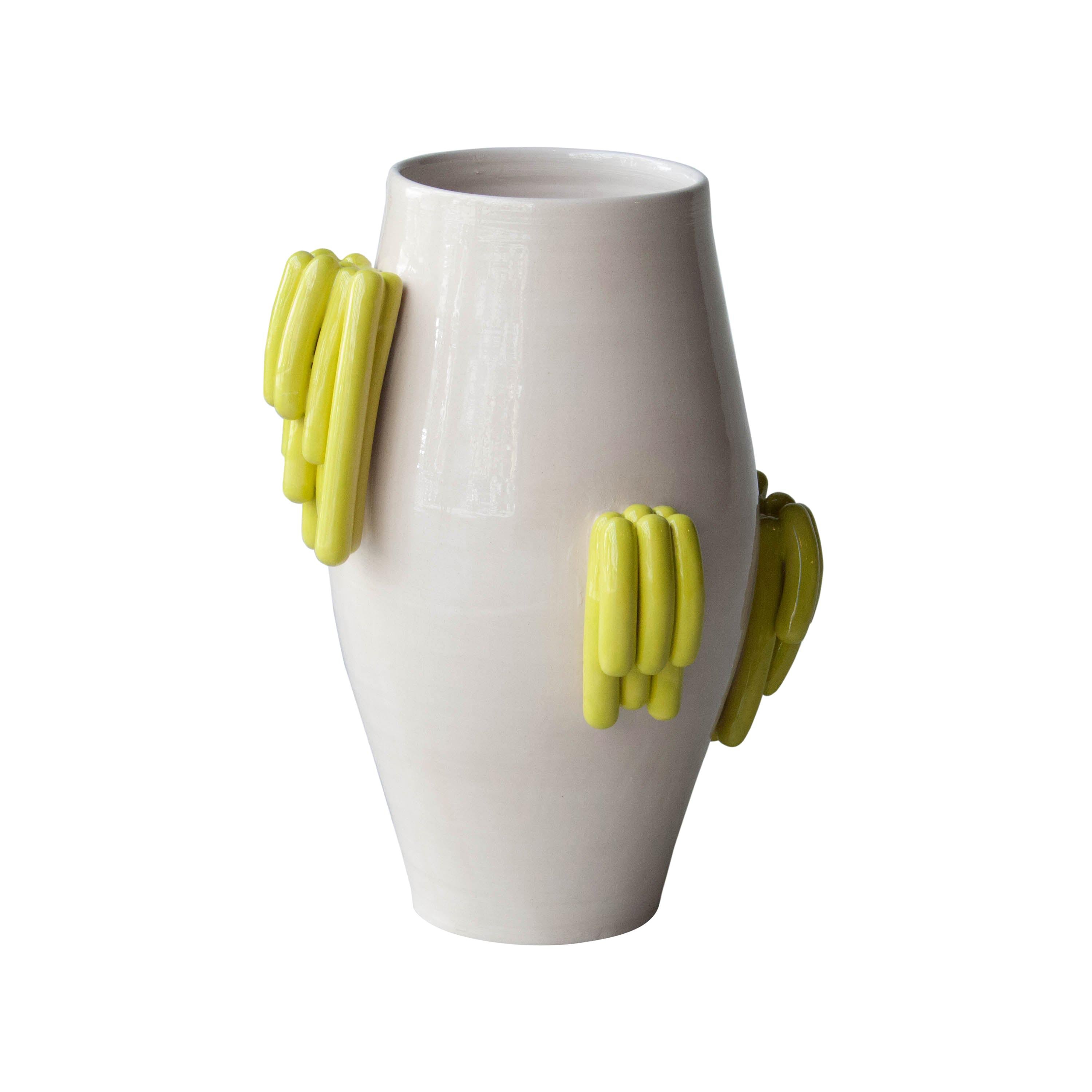 Ana Rod Pop Handmade White Lime Ceramic Vase, Spain, 2019