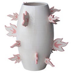 Ana Rod Pop Handmade White Pink Flamed Ceramic Vase, Spain, 2019