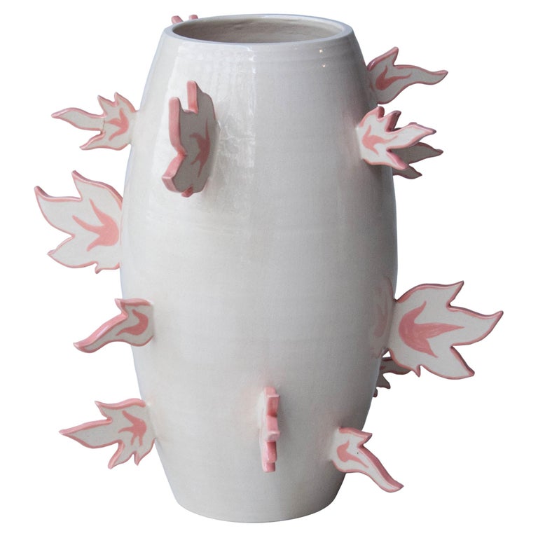 Ana Rod Pop Handmade White Pink Flamed Ceramic Vase, Spain, 2019 For Sale