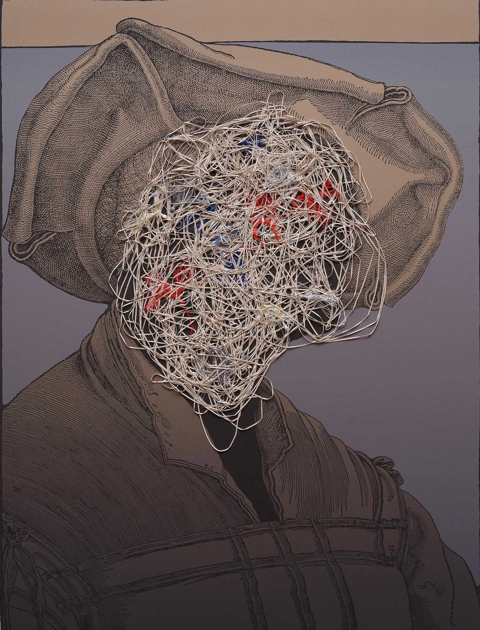 Autorretrato. Unique embroidery artwork from the Durero series  - Art by Ana Seggiaro