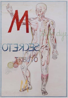 Cuerpo Humano, Stickerei auf Leinwand aus der Anatomieserie 