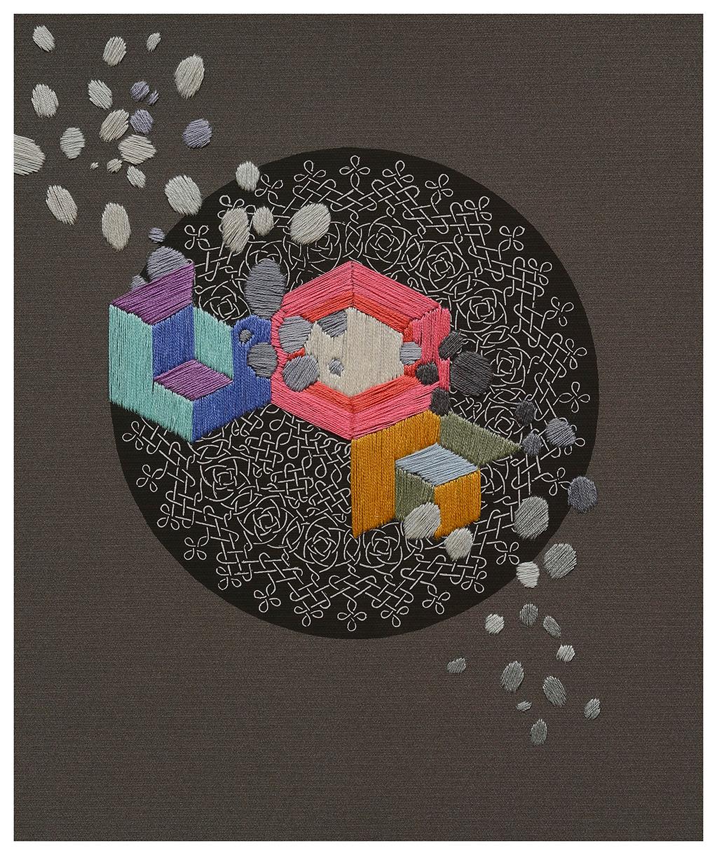 Deconstrucción. Unique embroidery artwork from the Durero series  - Art by Ana Seggiaro